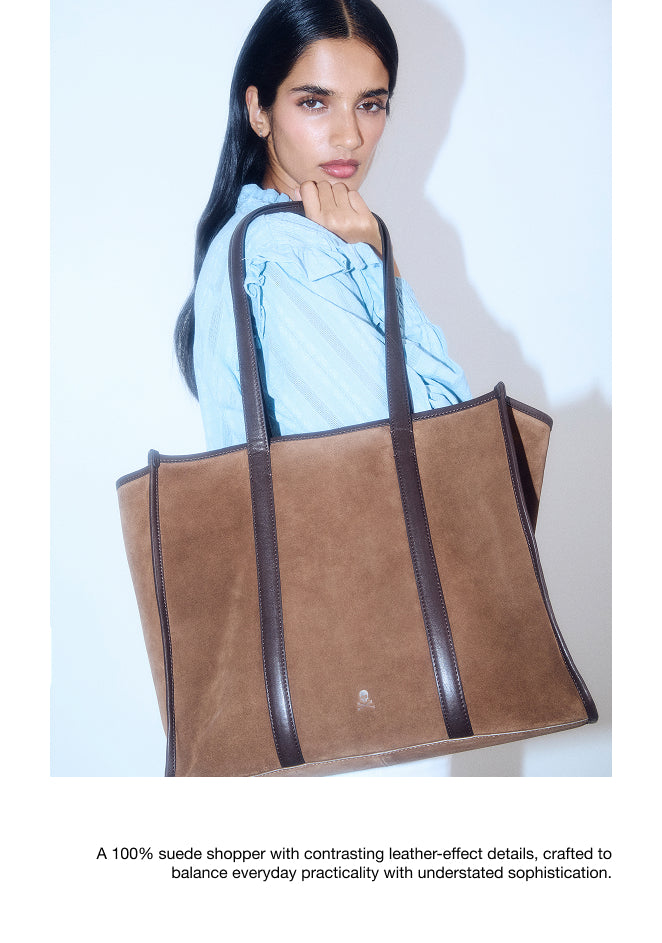 CONTRAST SUEDE TOTE BAG