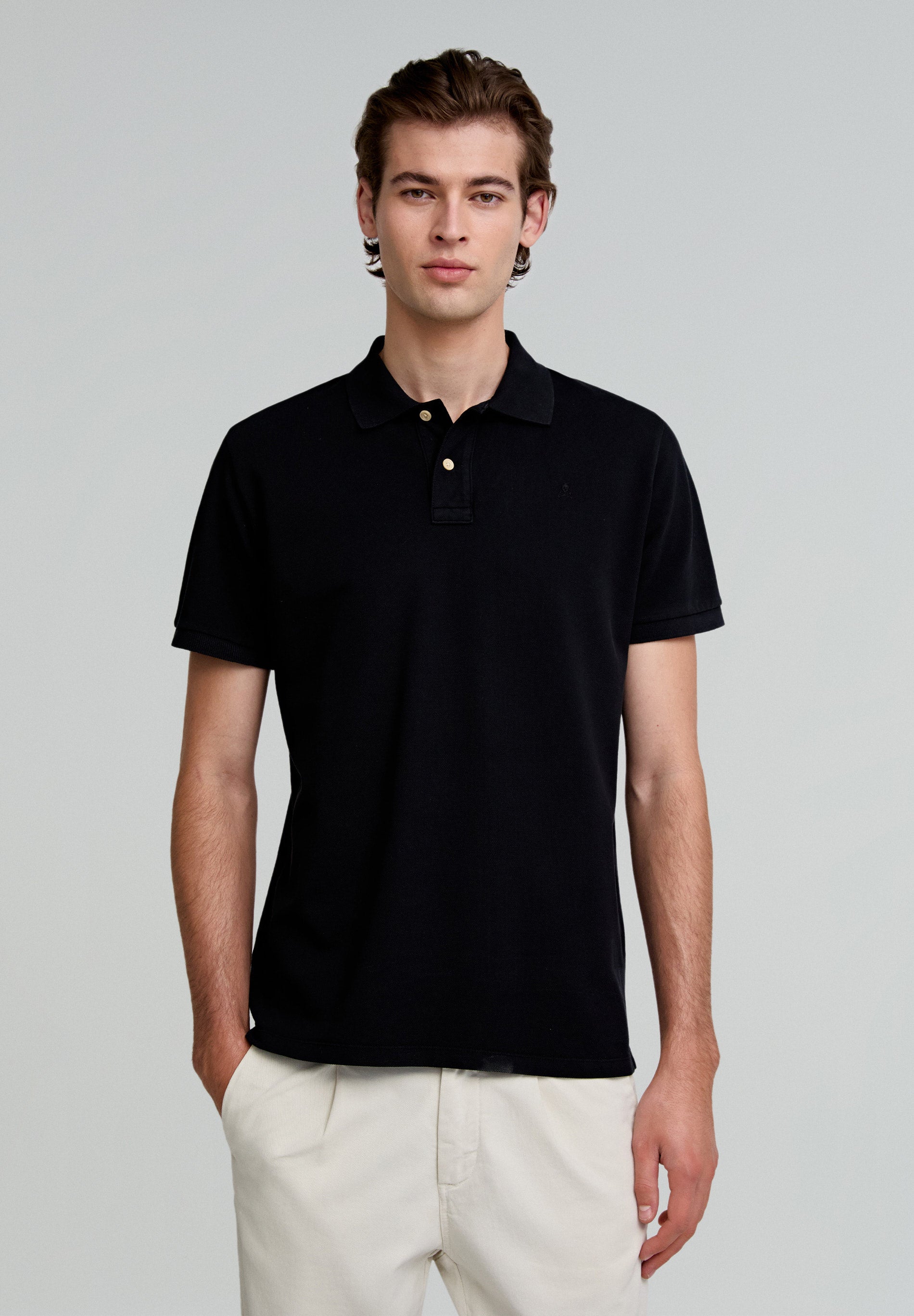 BASIC POLO SHIRT WITH SKULL DETAIL