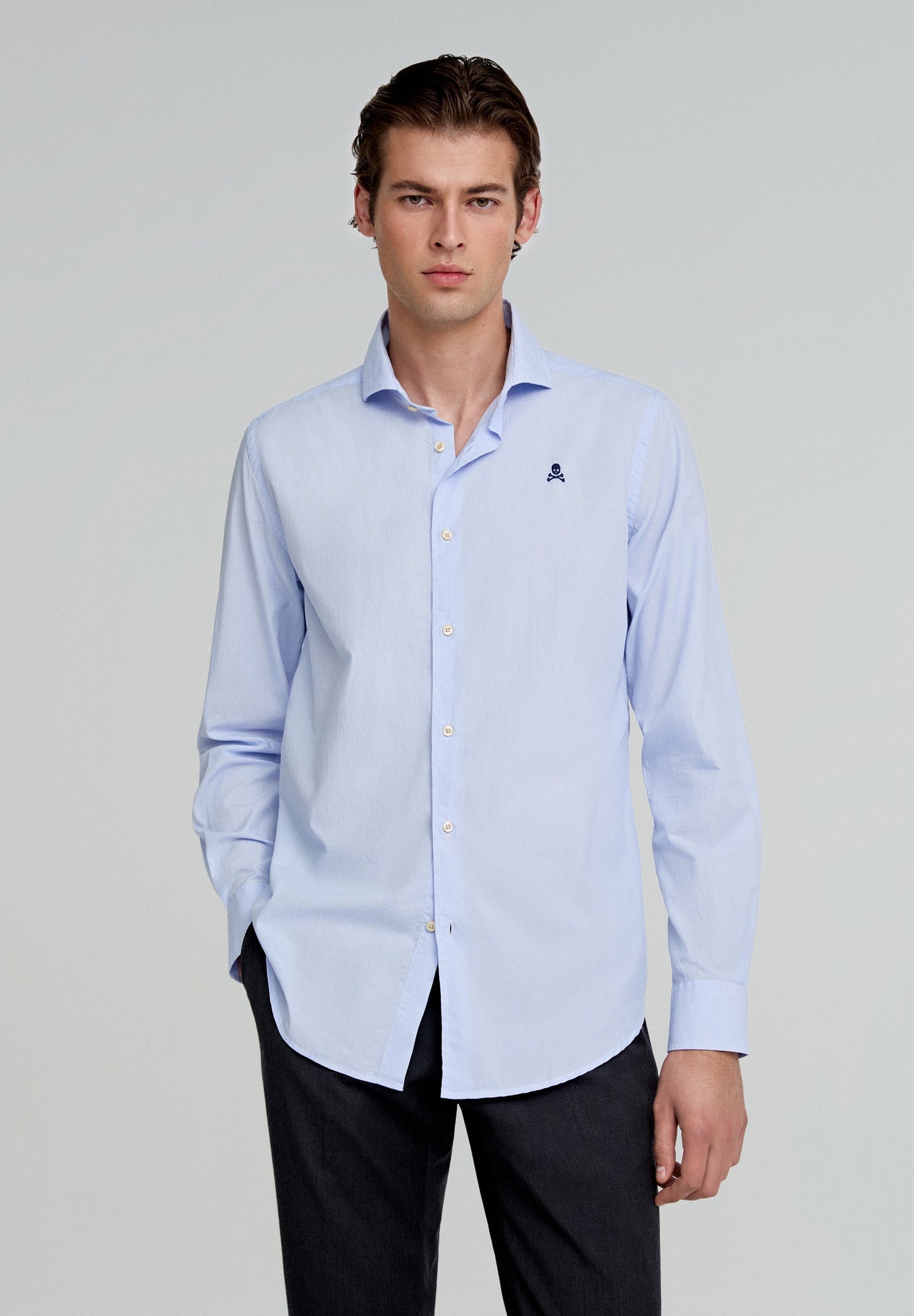 CHECKED DRESS SHIRT WITH CONTRAST SKULL