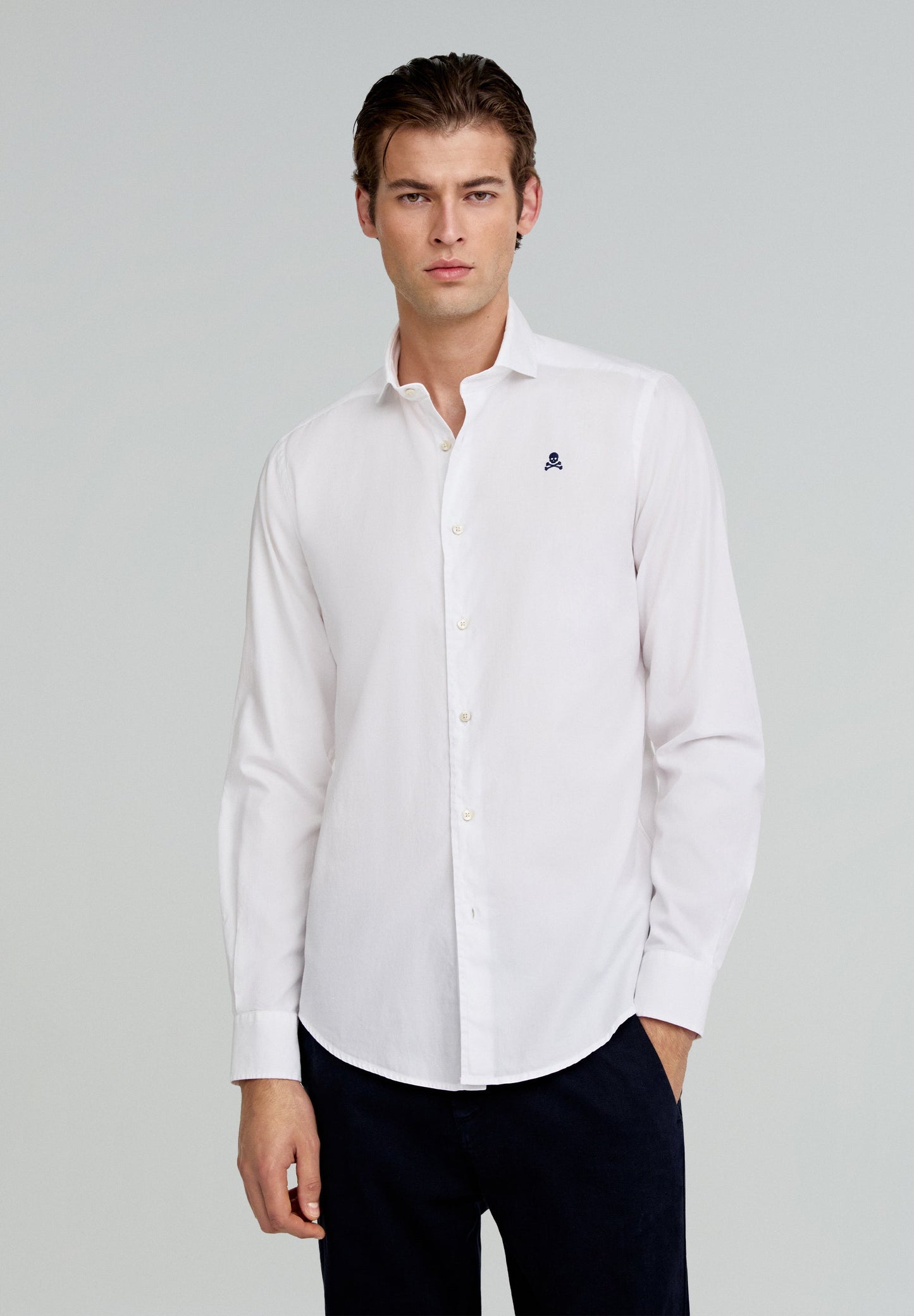 CONTRAST SKULL PLAIN FORMAL SHIRT