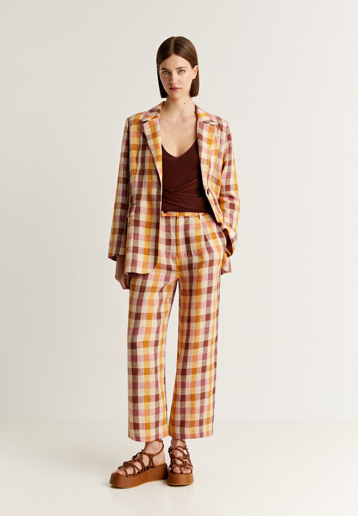 GINGHAM LINEN TROUSERS