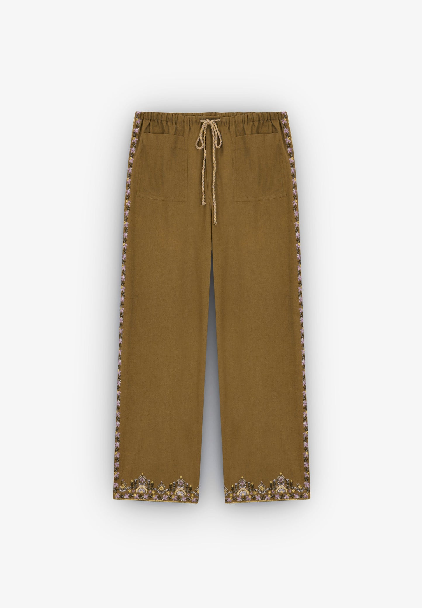 TROUSERS WITH ETHNIC EMBROIDERY DETAIL