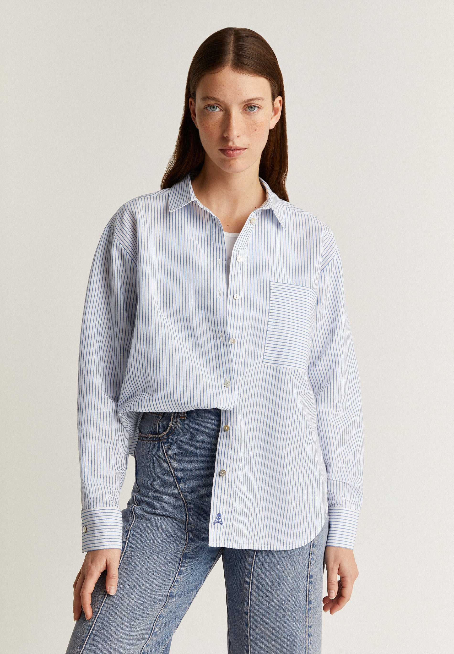 CONTRAST STRIPE LINEN SHIRT