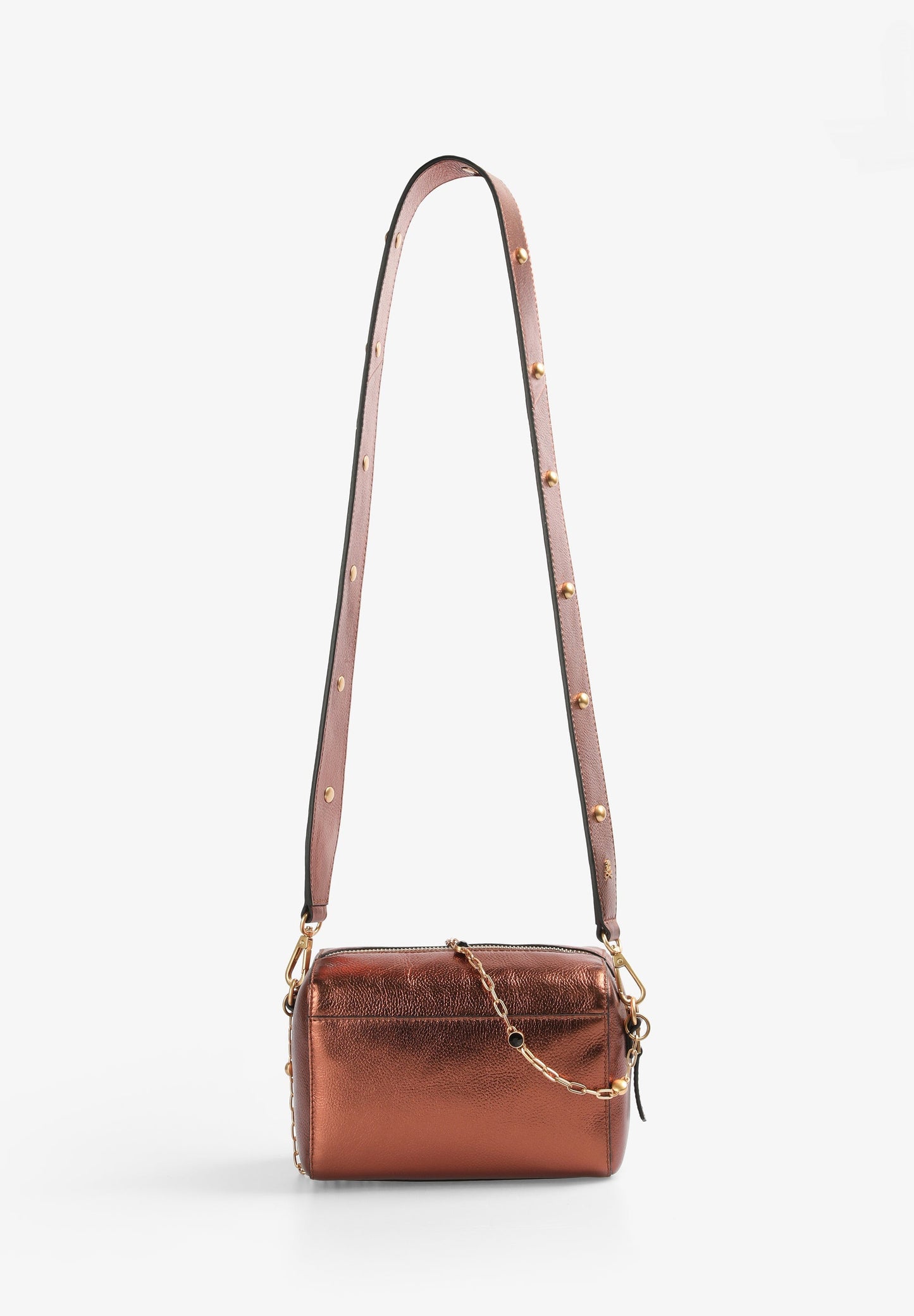 METALLIC LEATHER BAG WITH CHAIN STRAP