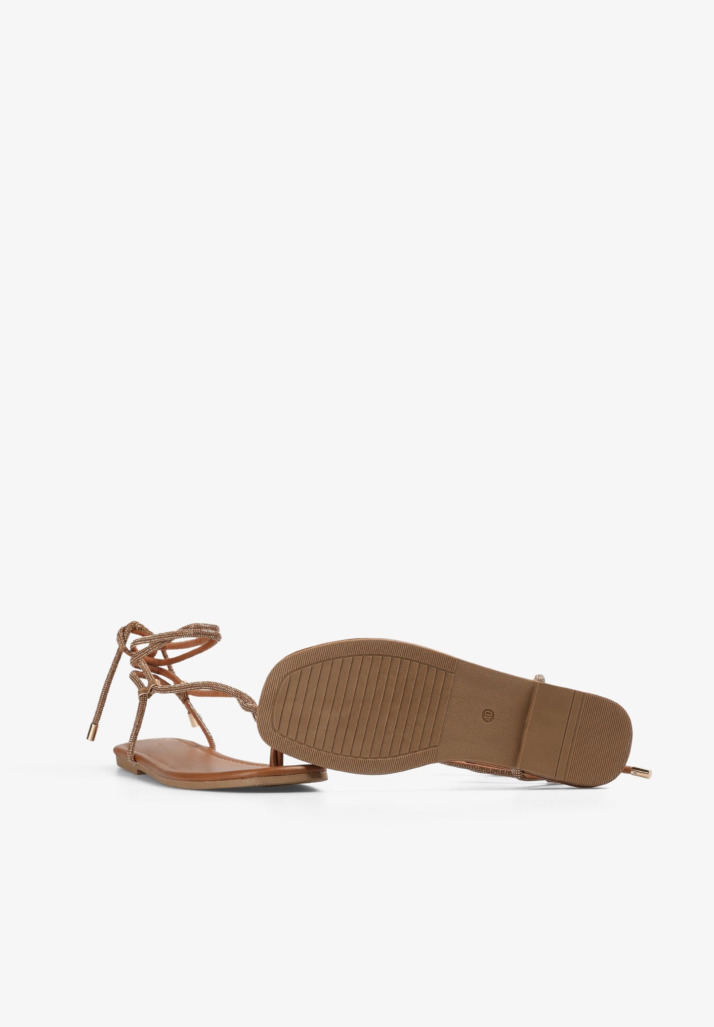 LEATHER SANDALS WITH STRAPS AND RHINESTONE DETAIL