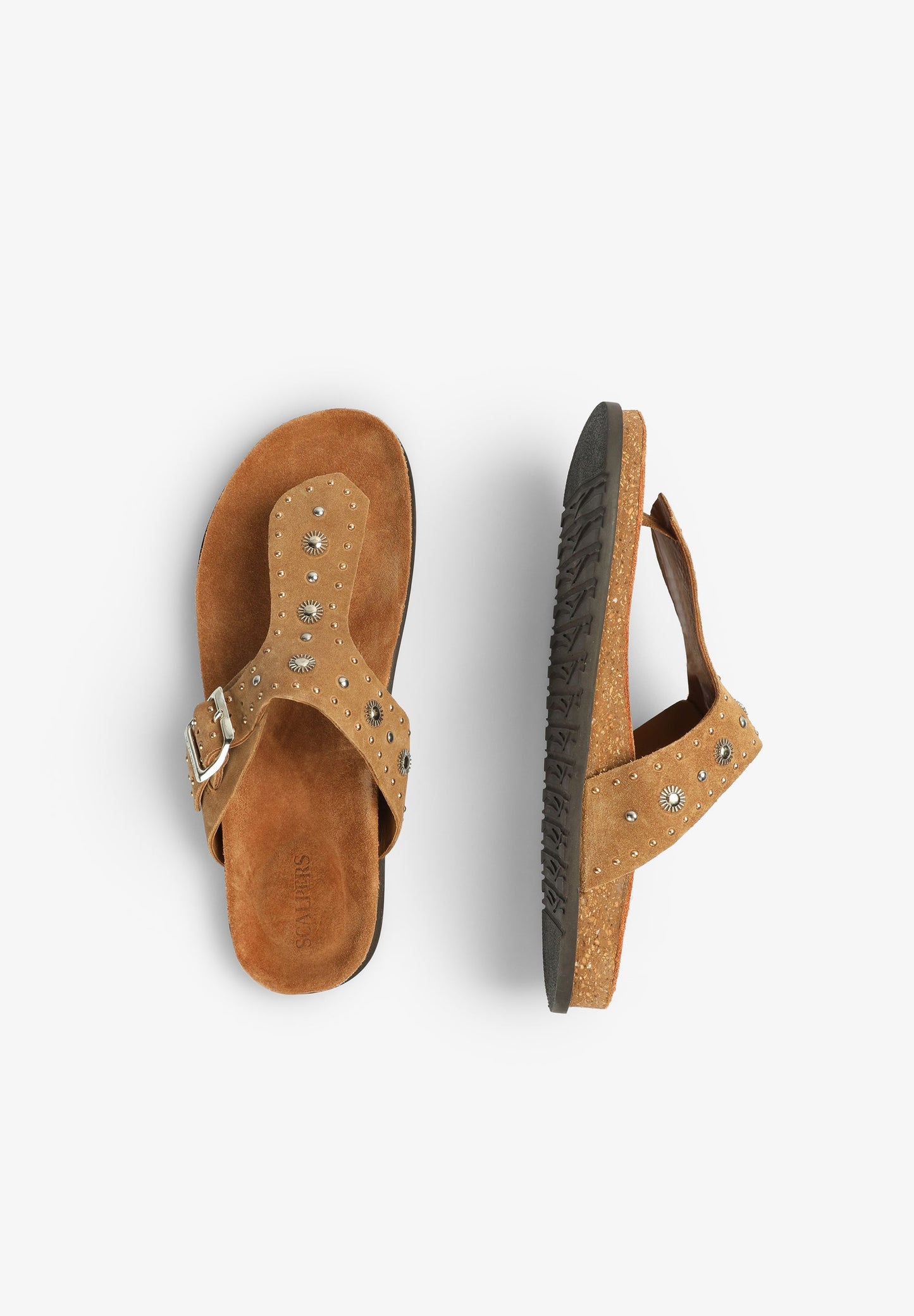 FLAT SUEDE SANDALS WITH STUDS