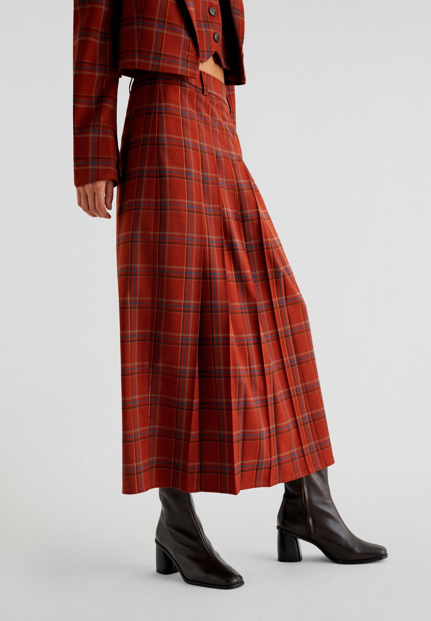 TERRACOTTA CHECK SKIRT