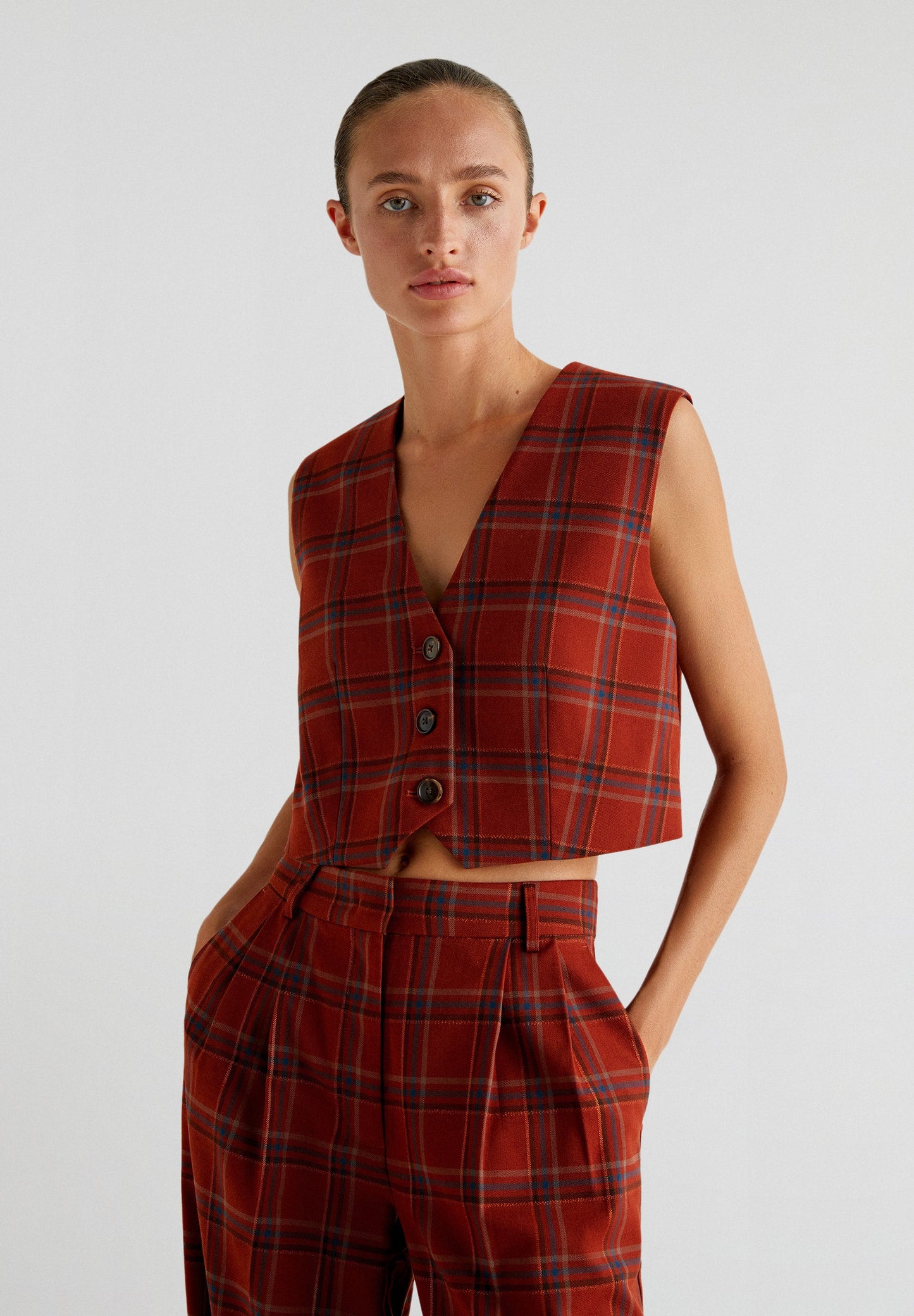 TERRACOTTA CHECK VEST