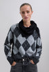 TWO-TONE DIAMOND PATTERN SWEATER