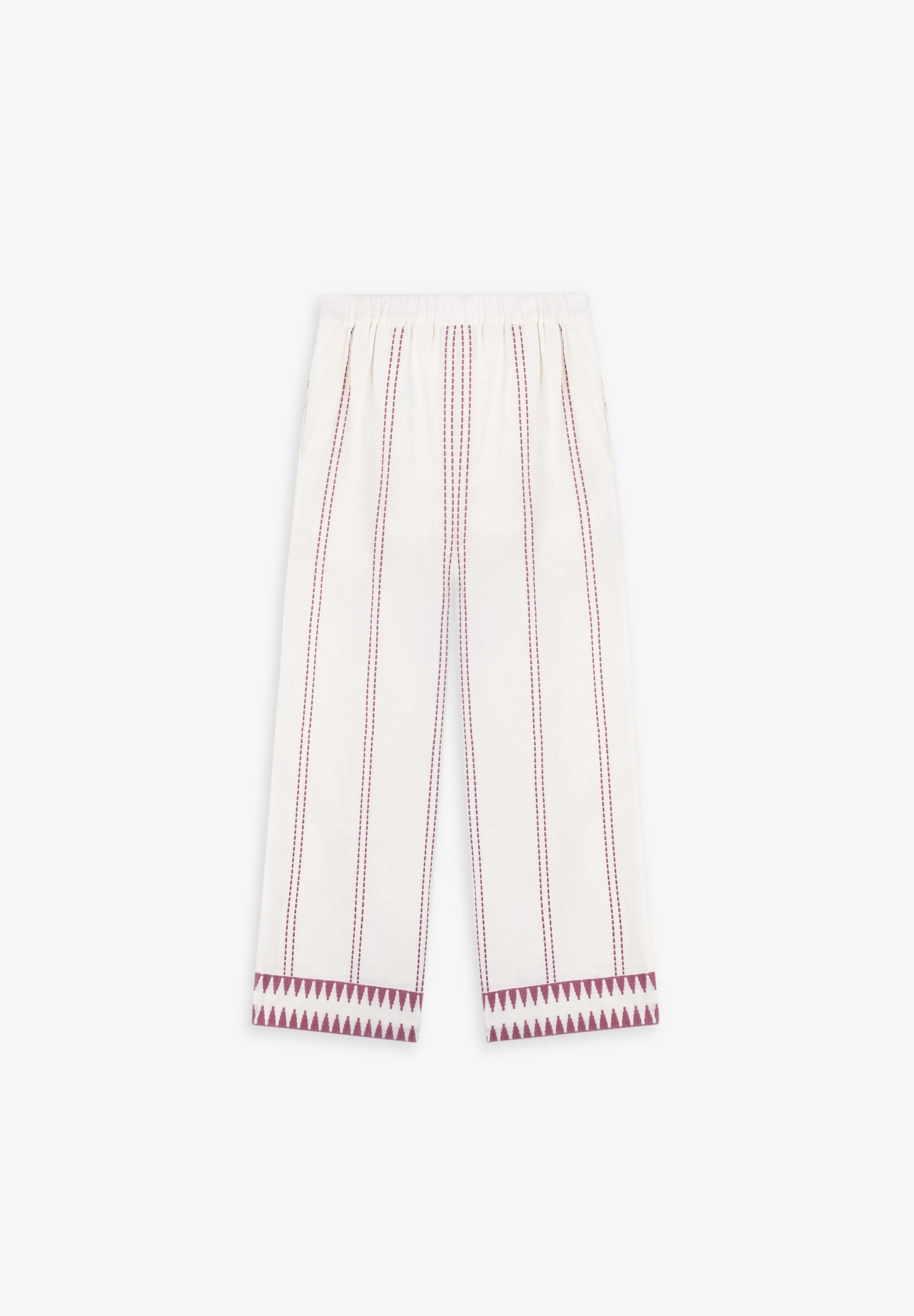 TROUSERS WITH CONTRAST EMBROIDERY DETAILS