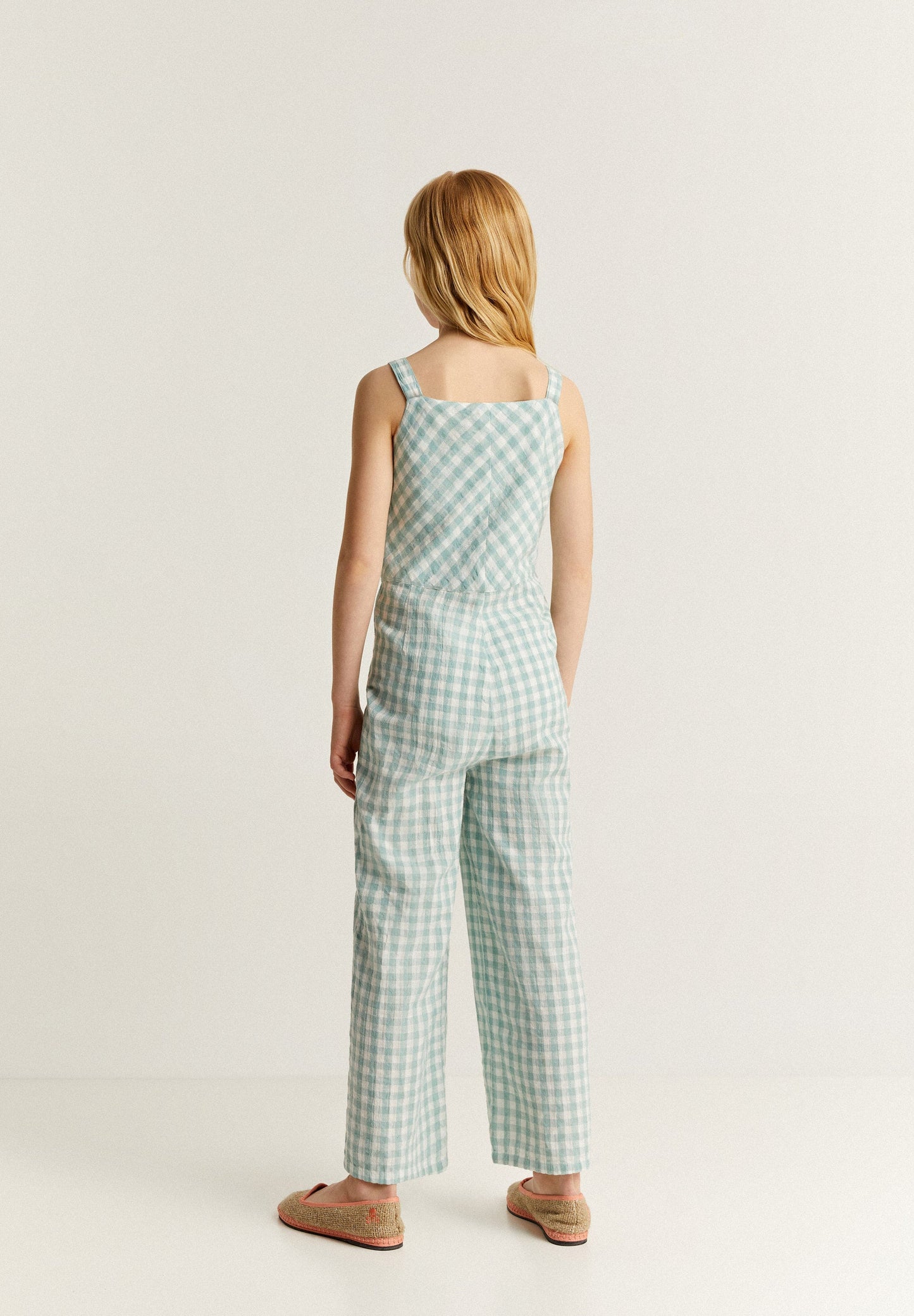 TEXTURED GINGHAM DUNGAREES