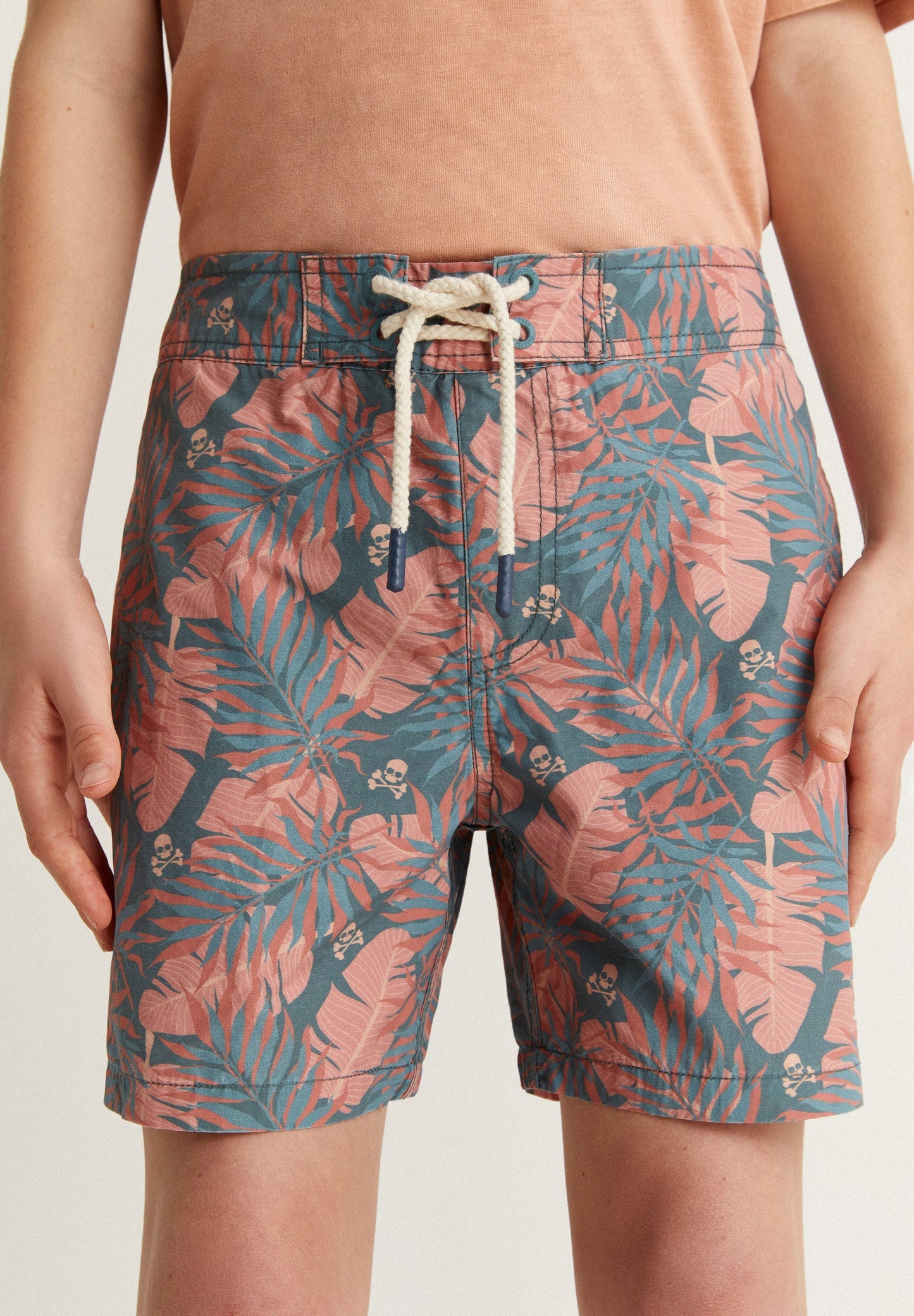 TROPICAL SWIMMING TRUNKS WITH SKULLS