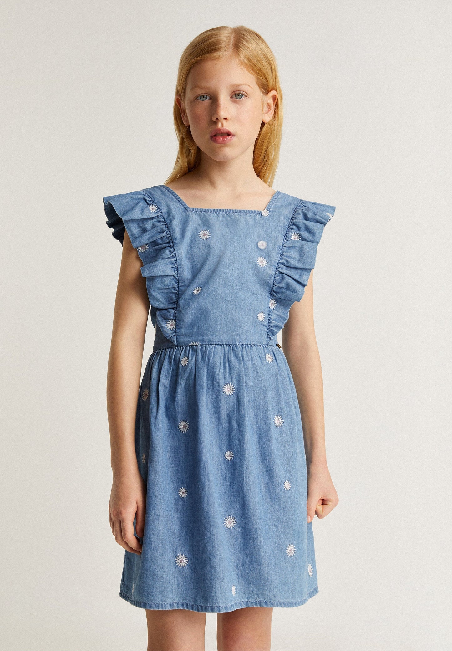 DENIM EMB DRESS GIRLS