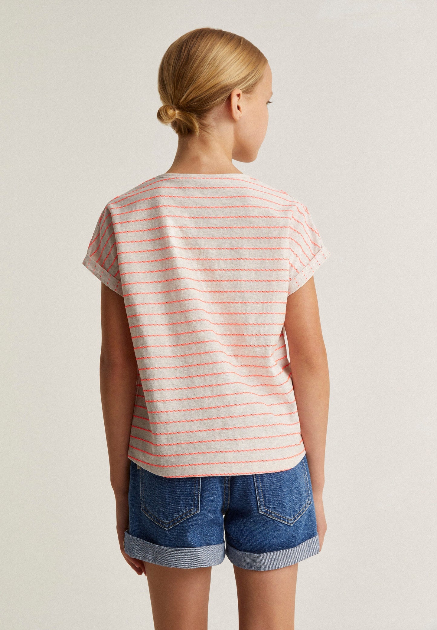 T-SHIRT WITH WOVEN NEON STRIPES