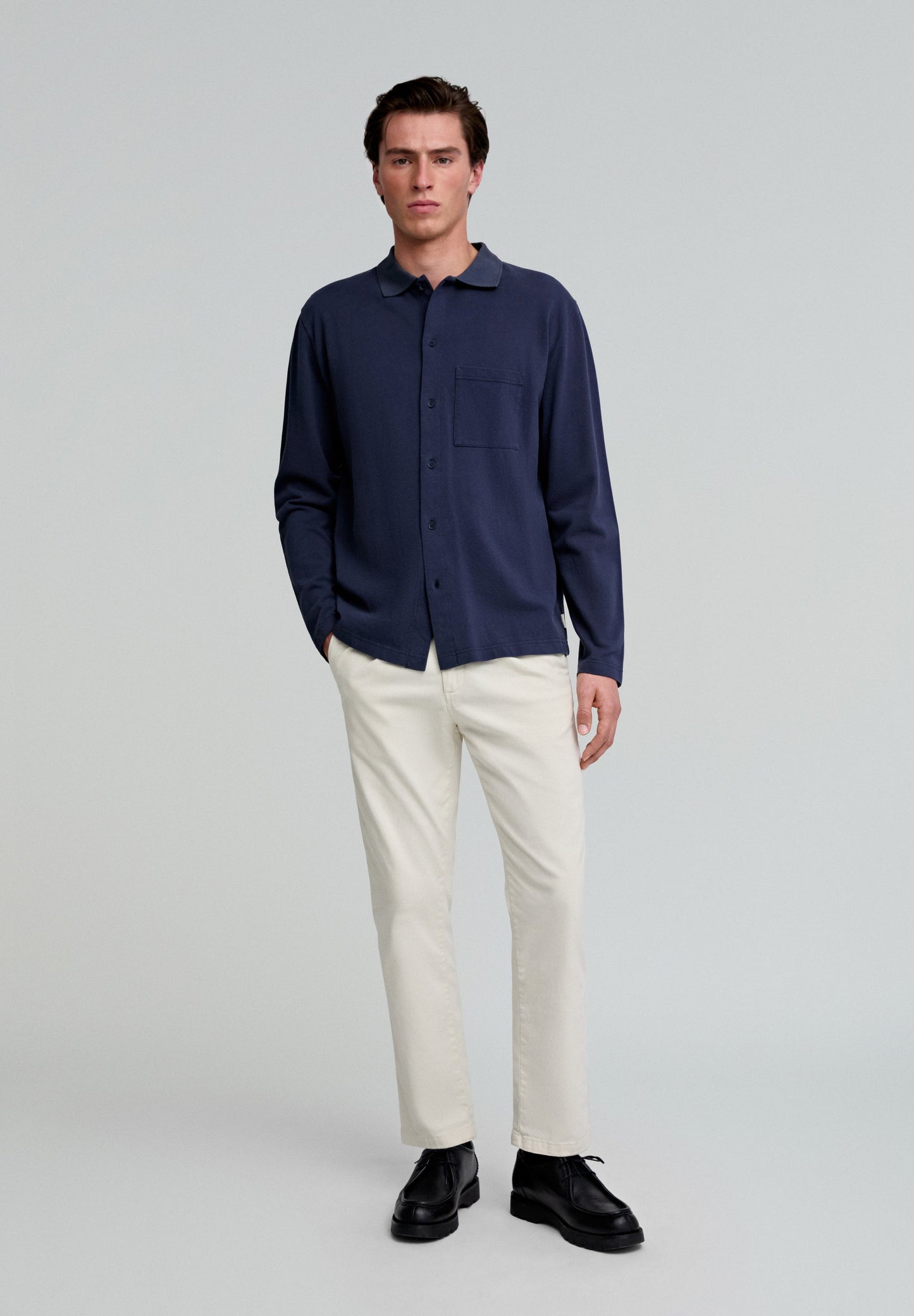 PIQUE CARDIGAN LS POLO