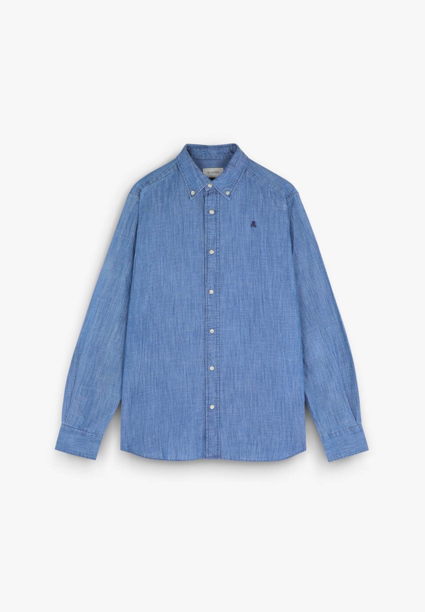 BUTTON-DOWN COLLAR DENIM SKULL SHIRT