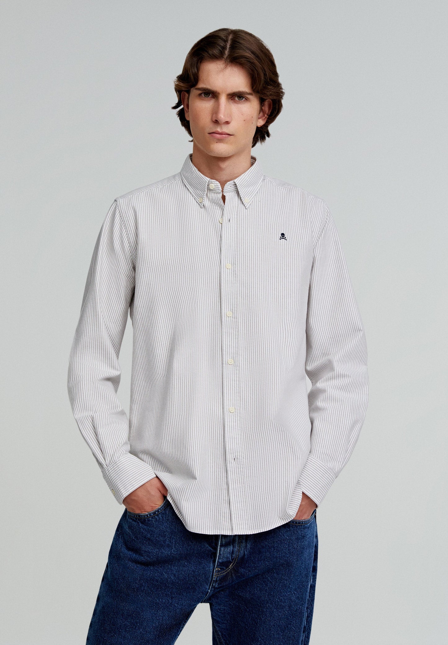 BUTTON COLLAR SKULL SHIRT