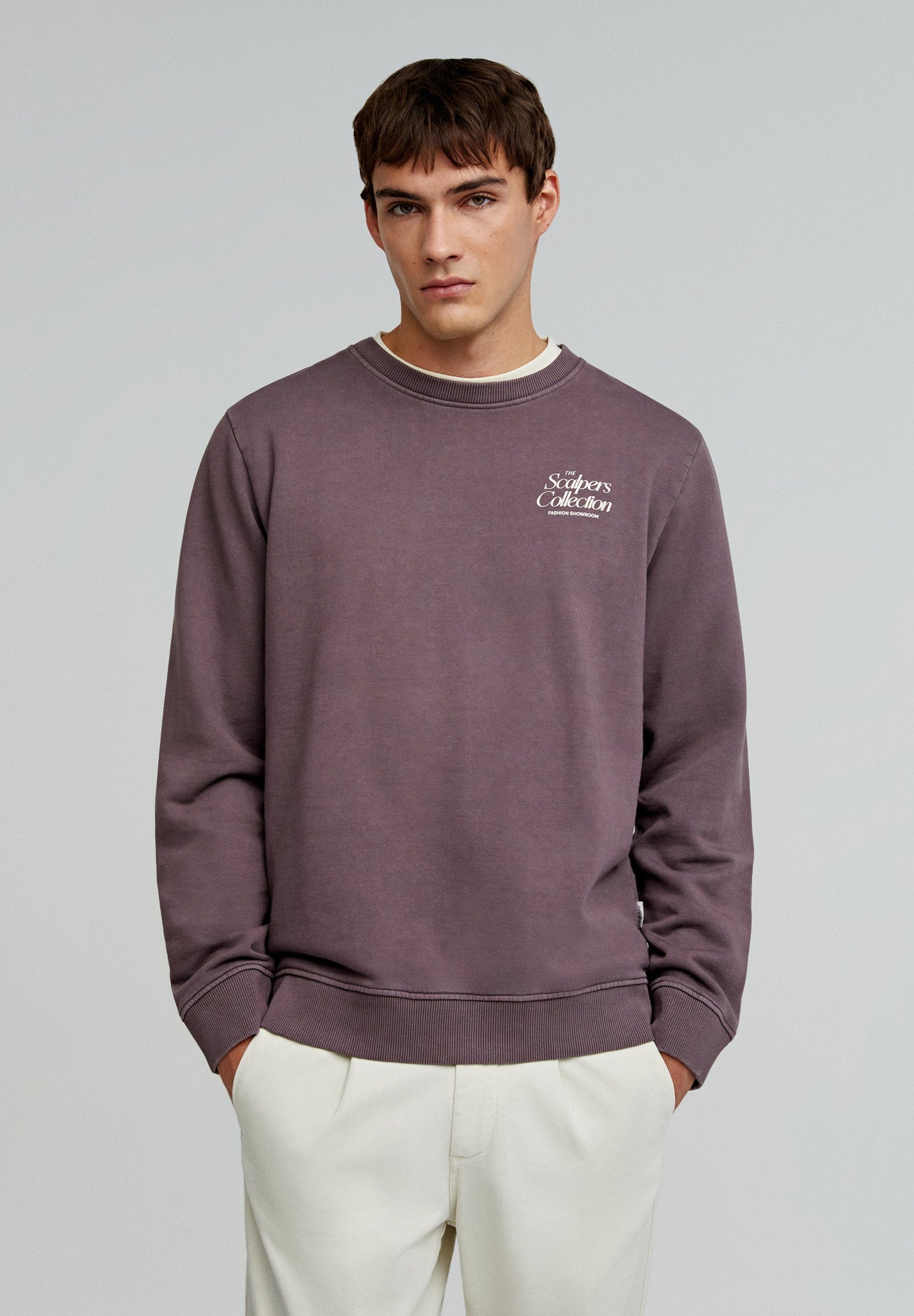 FADED SWEATSHIRT WITH LOGO PRINT