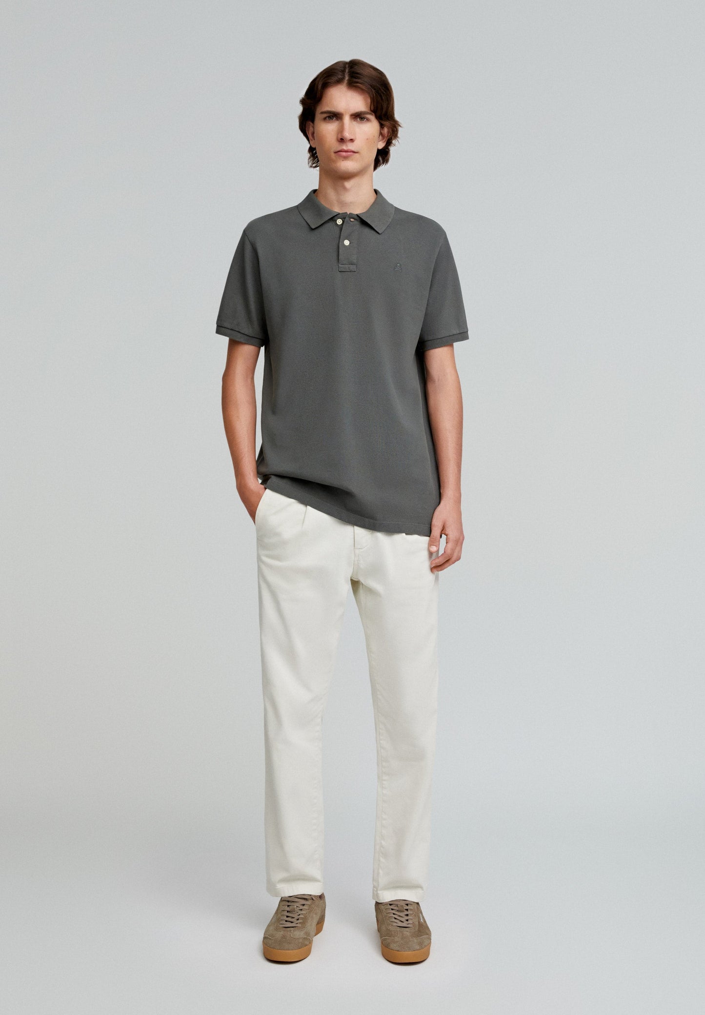 BASIC POLO SHIRT WITH SKULL DETAIL