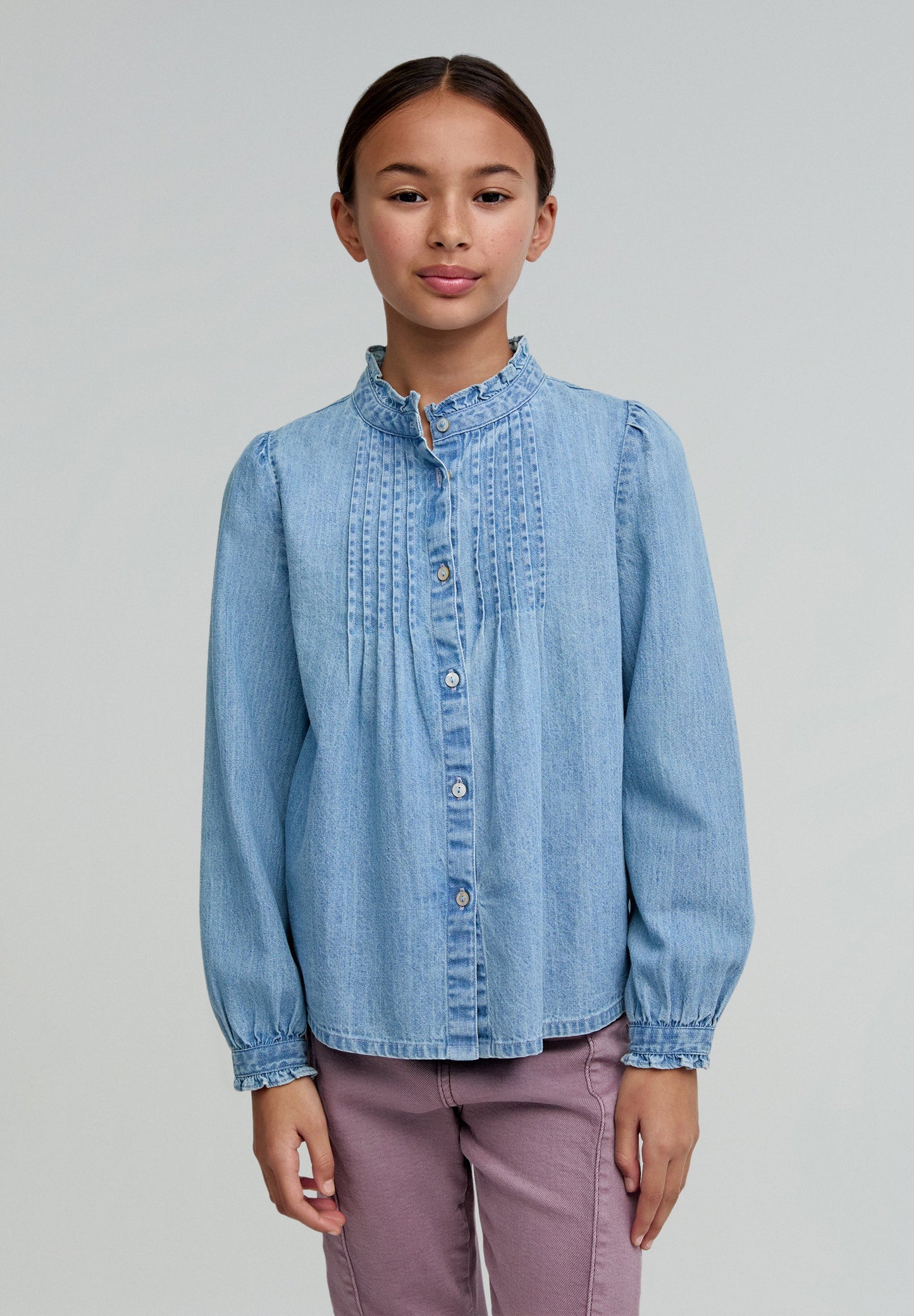 BLOUSE PLISSÉE EN DENIM POUR FILLE