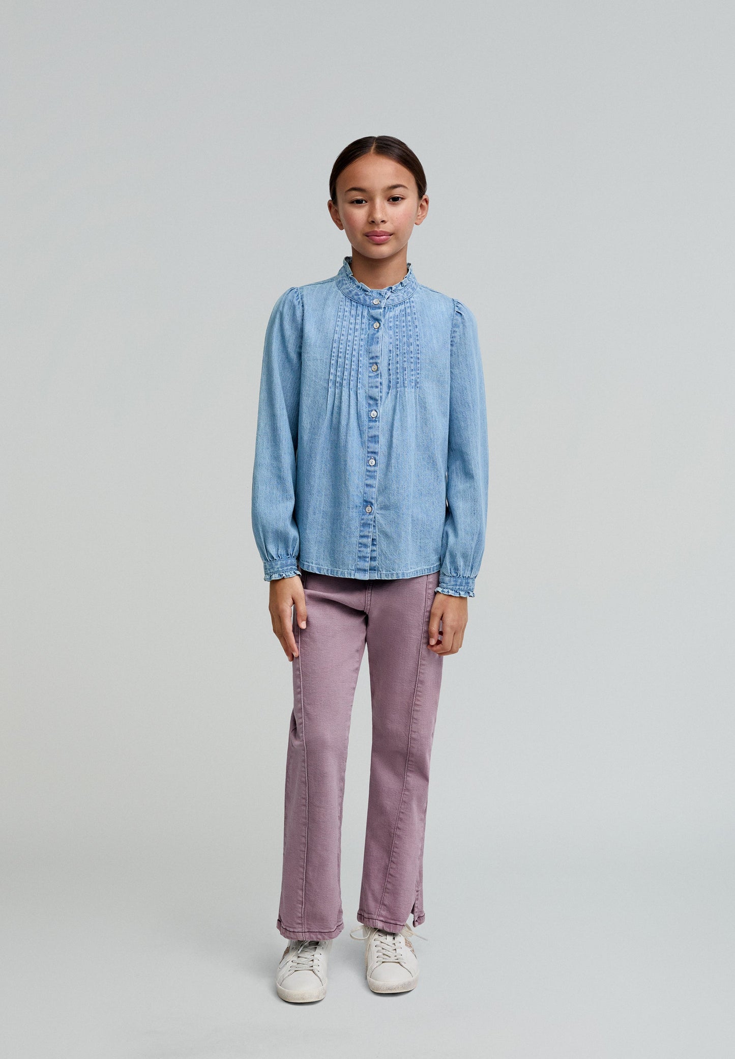 BLOUSE PLISSÉE EN DENIM POUR FILLE