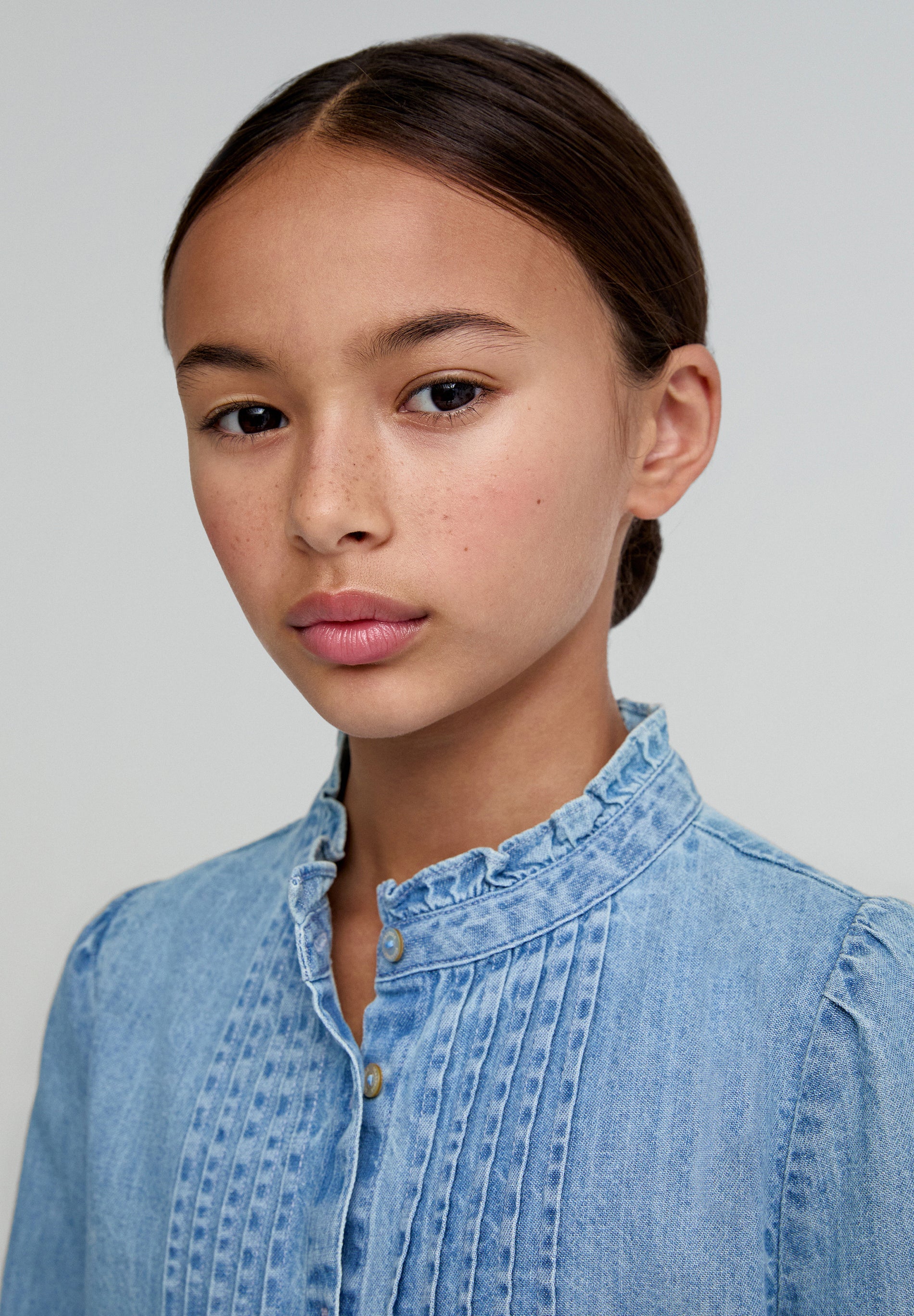 BLOUSE PLISSÉE EN DENIM POUR FILLE