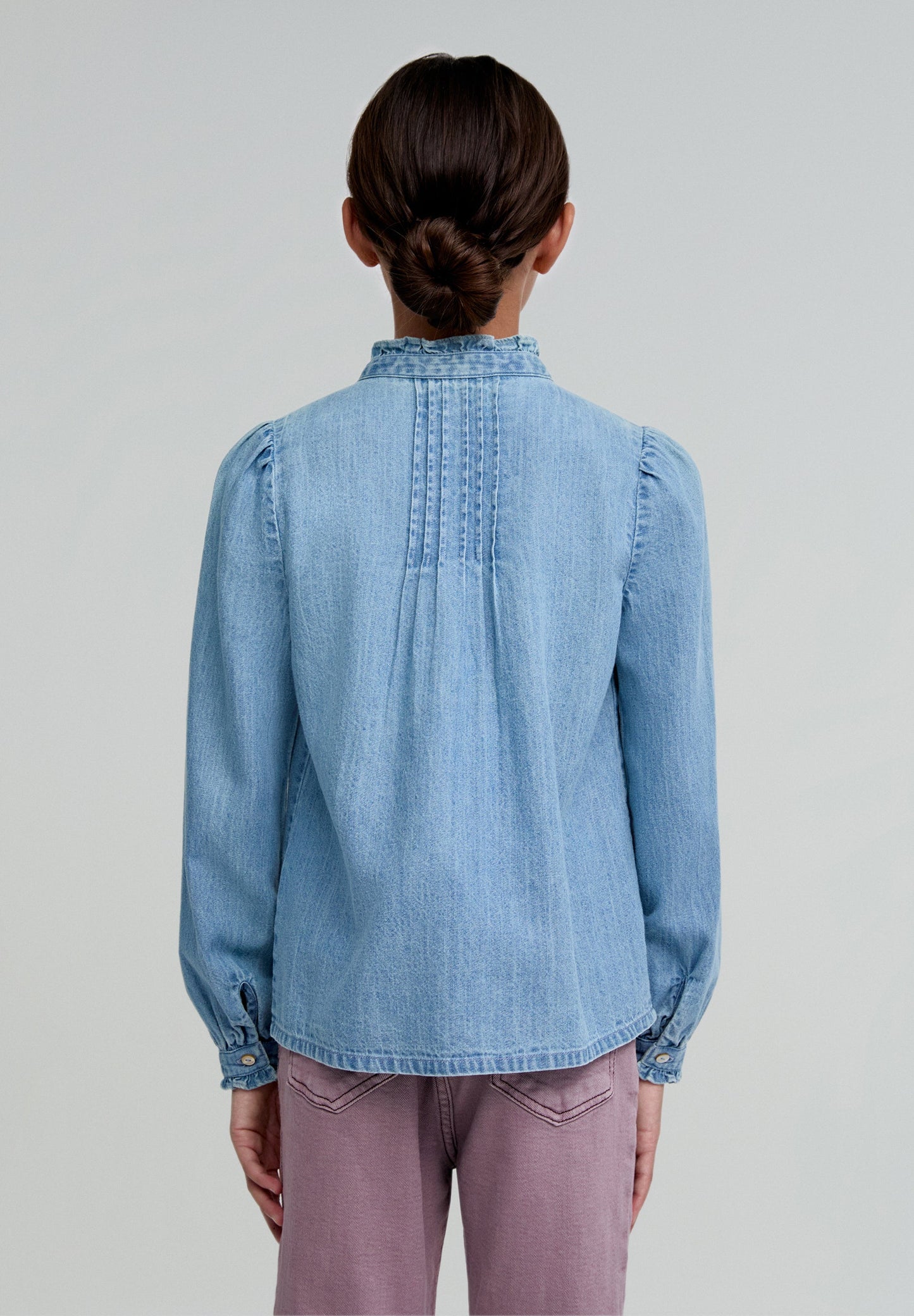 BLOUSE PLISSÉE EN DENIM POUR FILLE