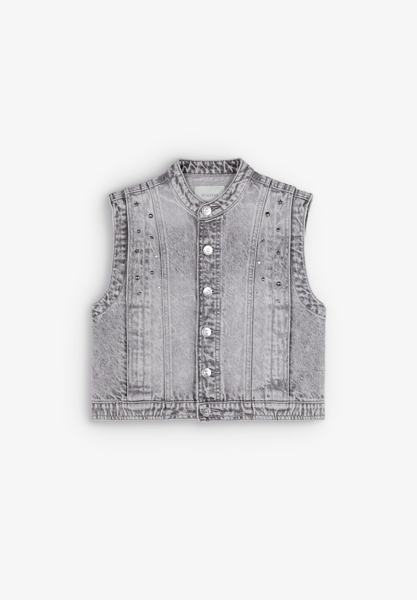 STUDDED DENIM WAISTCOAT