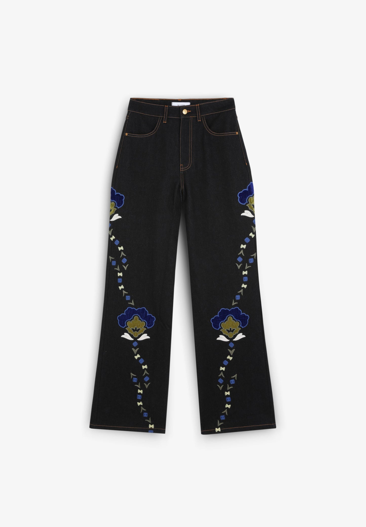 FLOWER EMB DENIM PANT