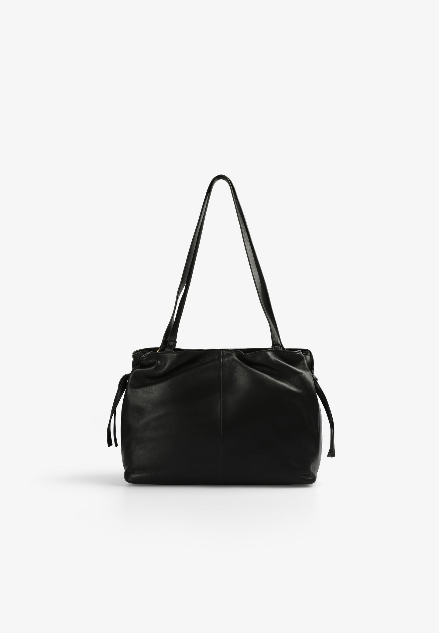 LEATHER BAG WITH DRAWSTRING STRAPS