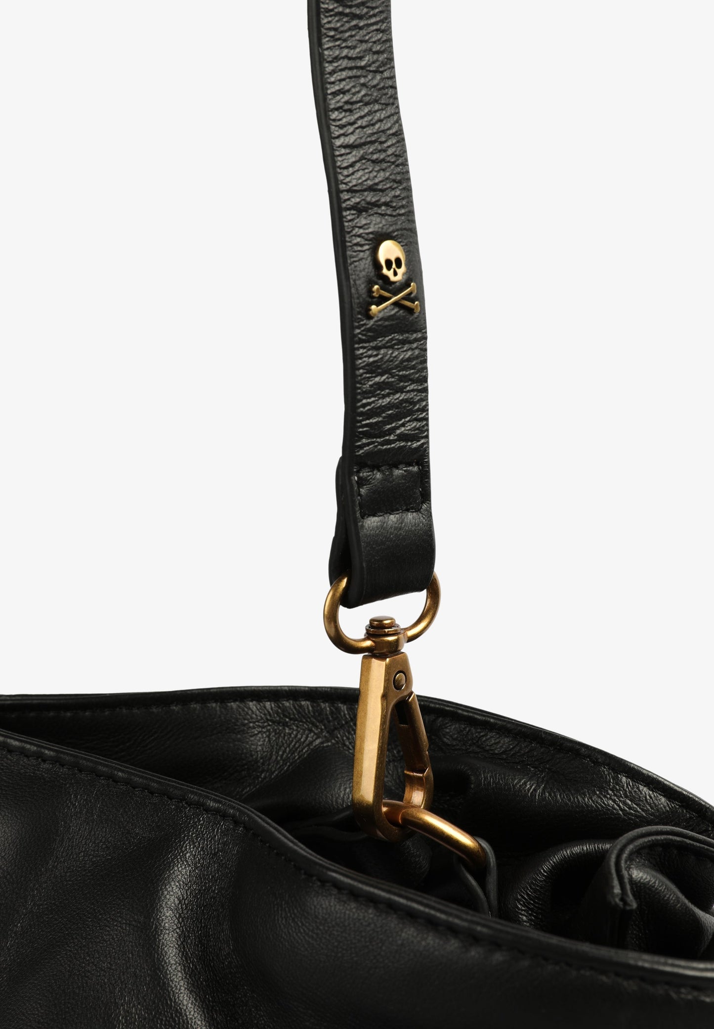 LEATHER BAG WITH DRAWSTRING STRAPS