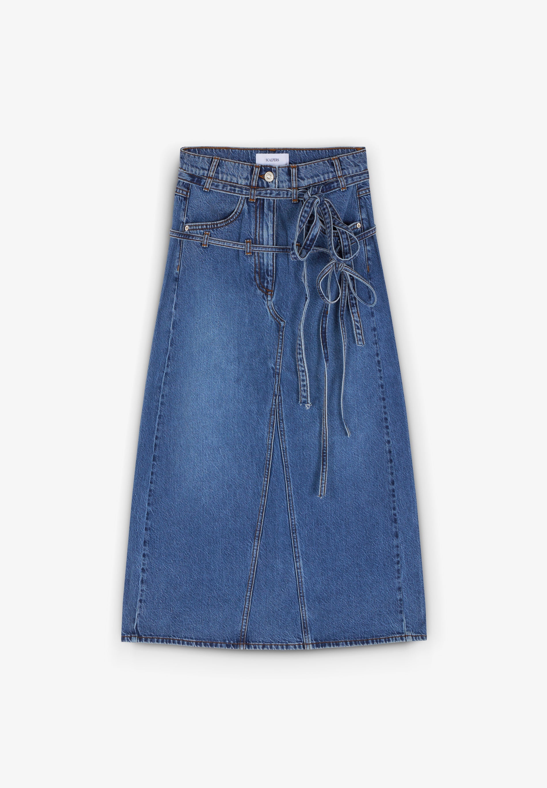 JUPE MIDI EN JEAN AVEC NŒUDS