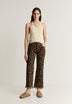 ANIMAL PRINT TROUSERS WITH FRAYED HEM