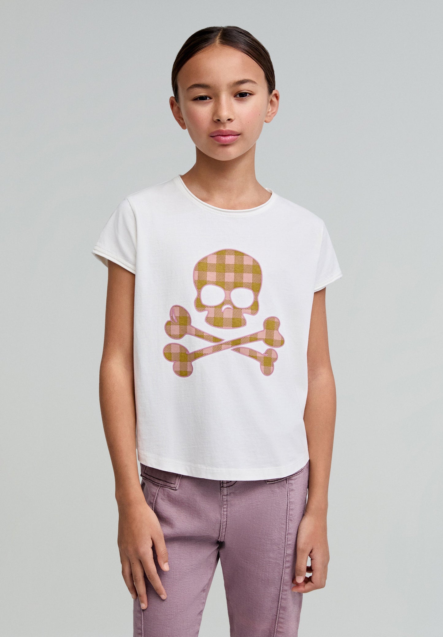 VICHY SKULL TEE GIRLS