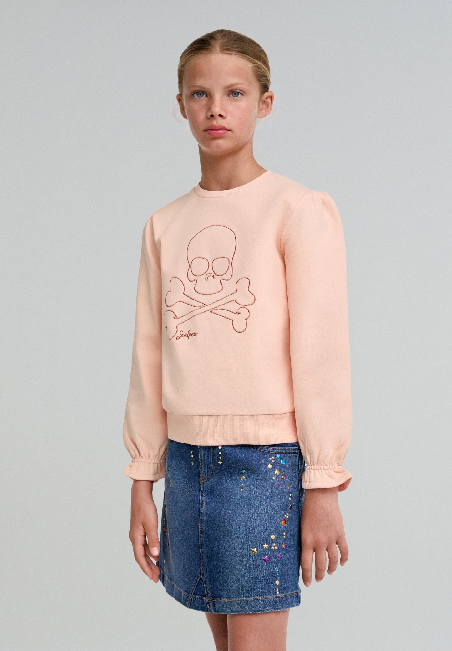 GATHERED SKULL SWEATSHIRT