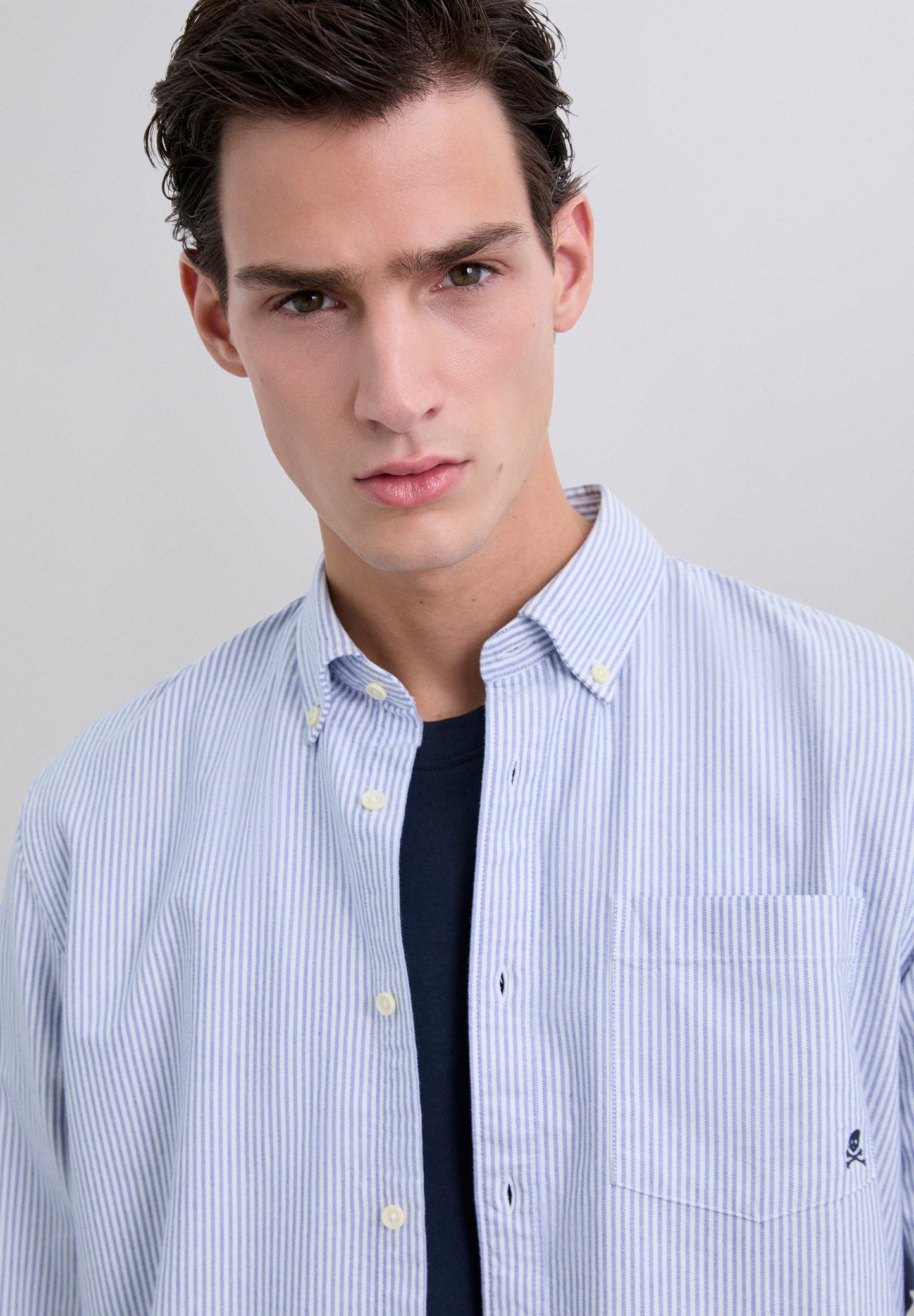 BUTTON COLLAR SKULL SHIRT