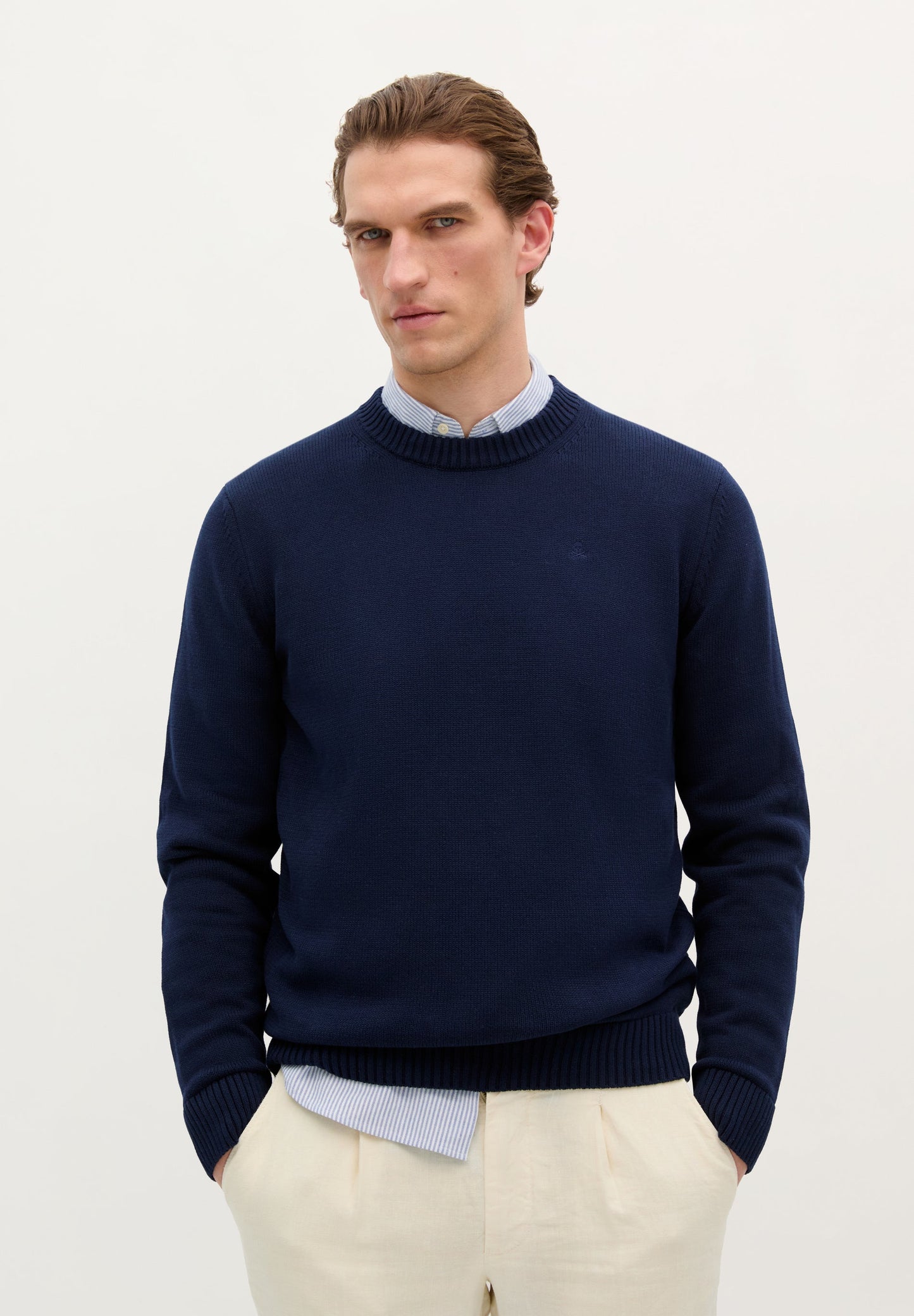 SWEATER WITH RIBBED COLLAR