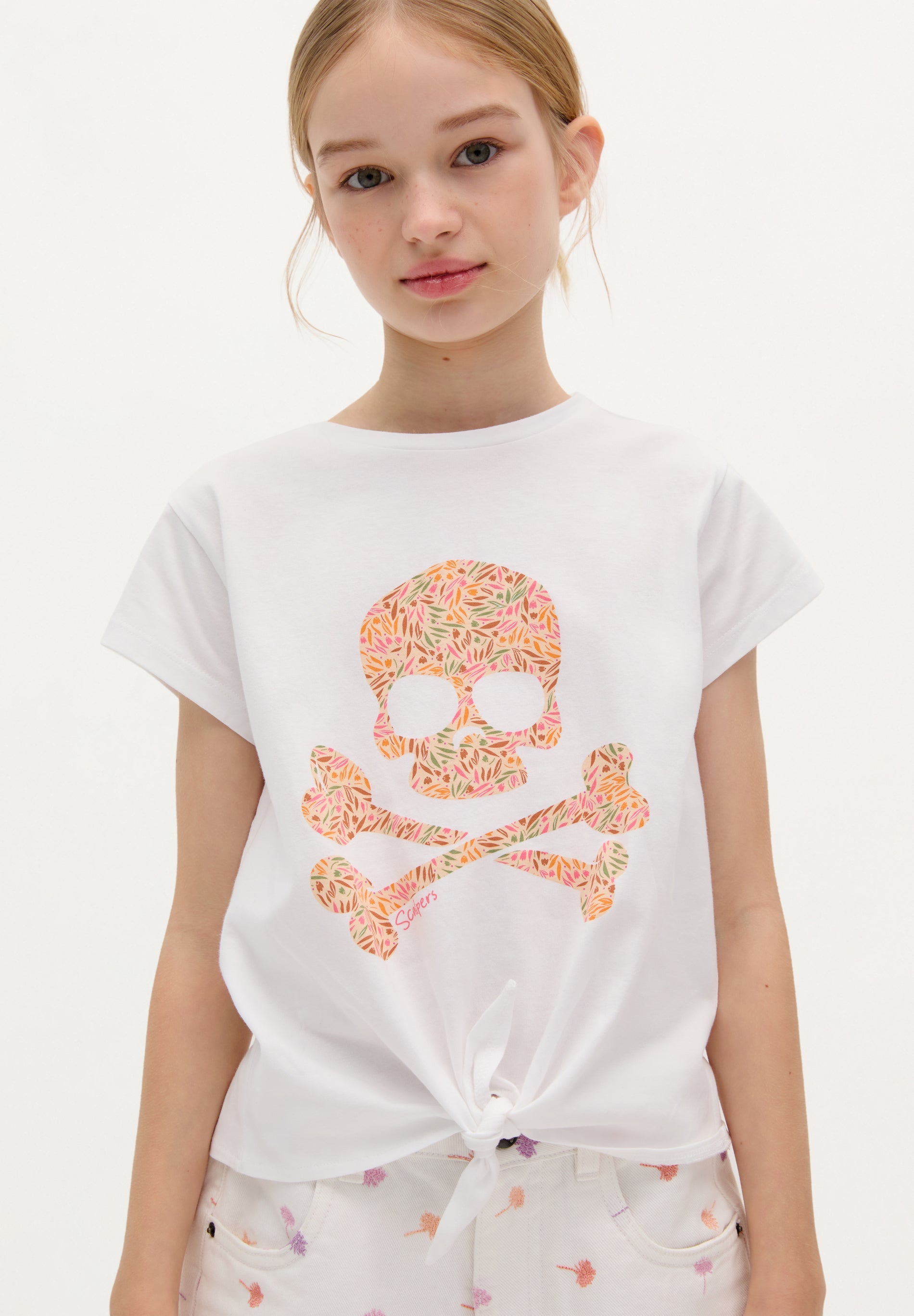 FLORAL KNOT SKULL TEE GIRLS