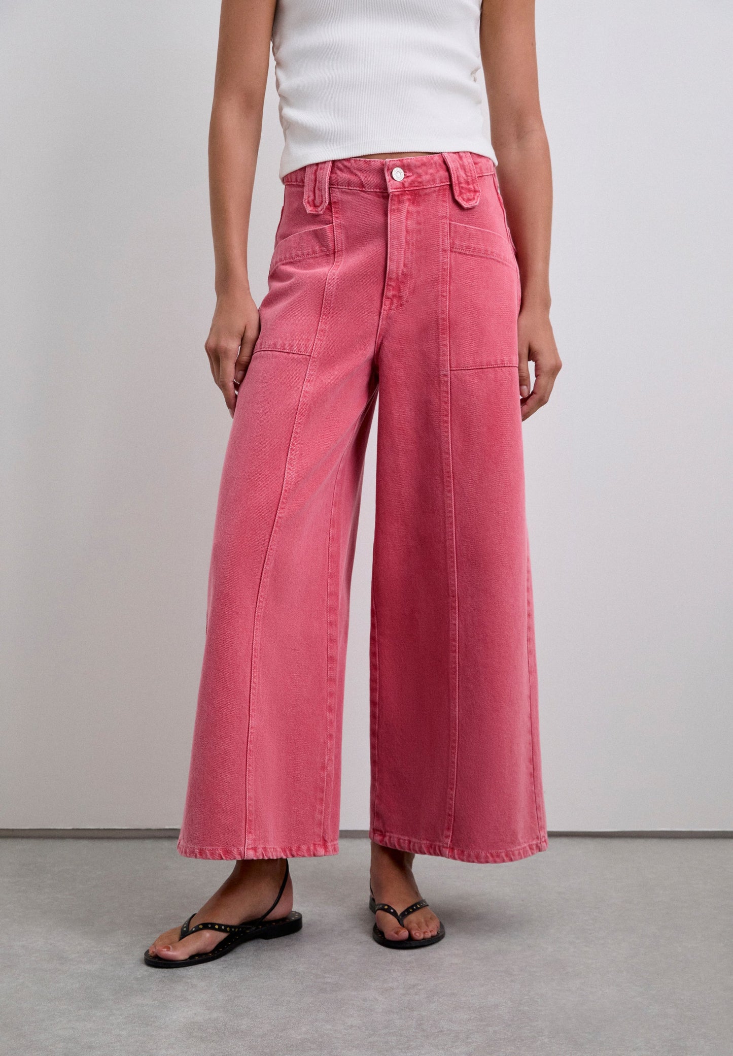 FADED EFFECT CULOTTES JEANS