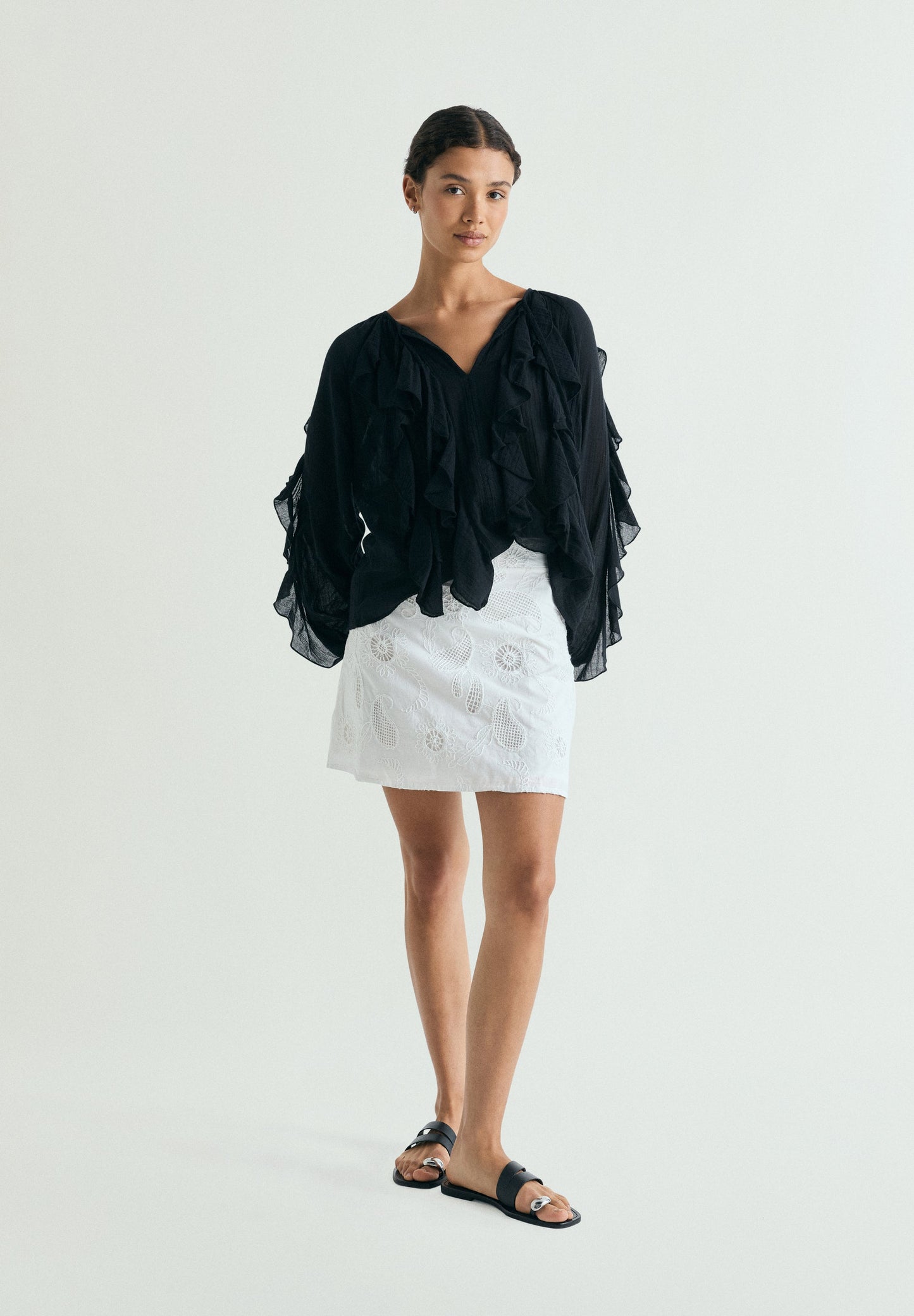 PERFORATED EMBROIDERED SKIRT