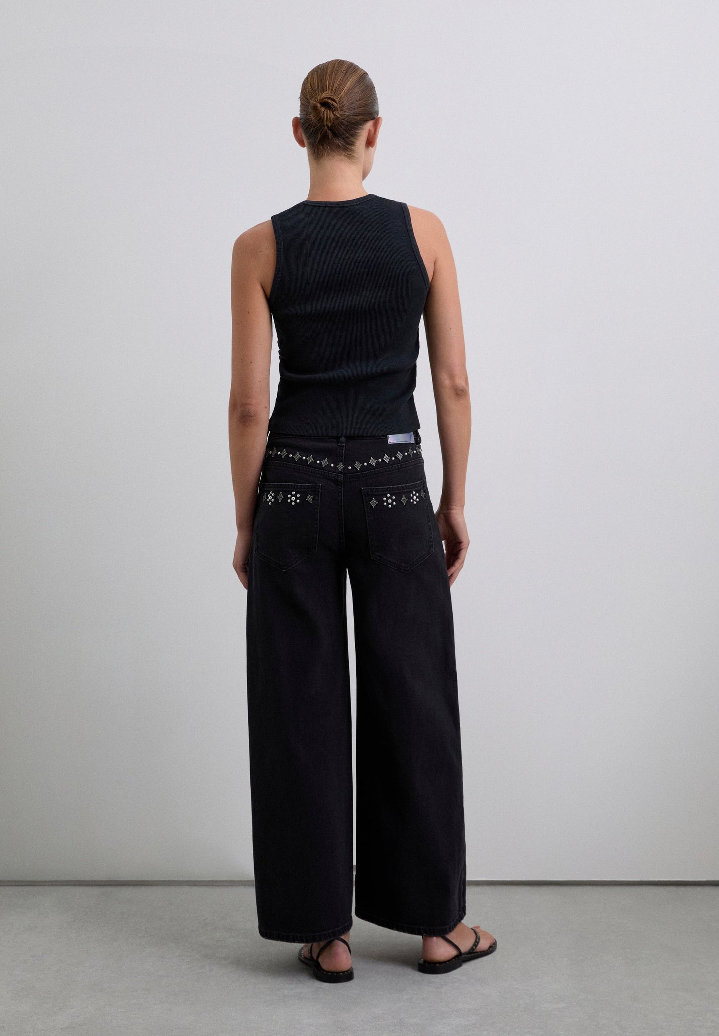 SC CULOTTE DENIM TROUSERS WITH STUDS
