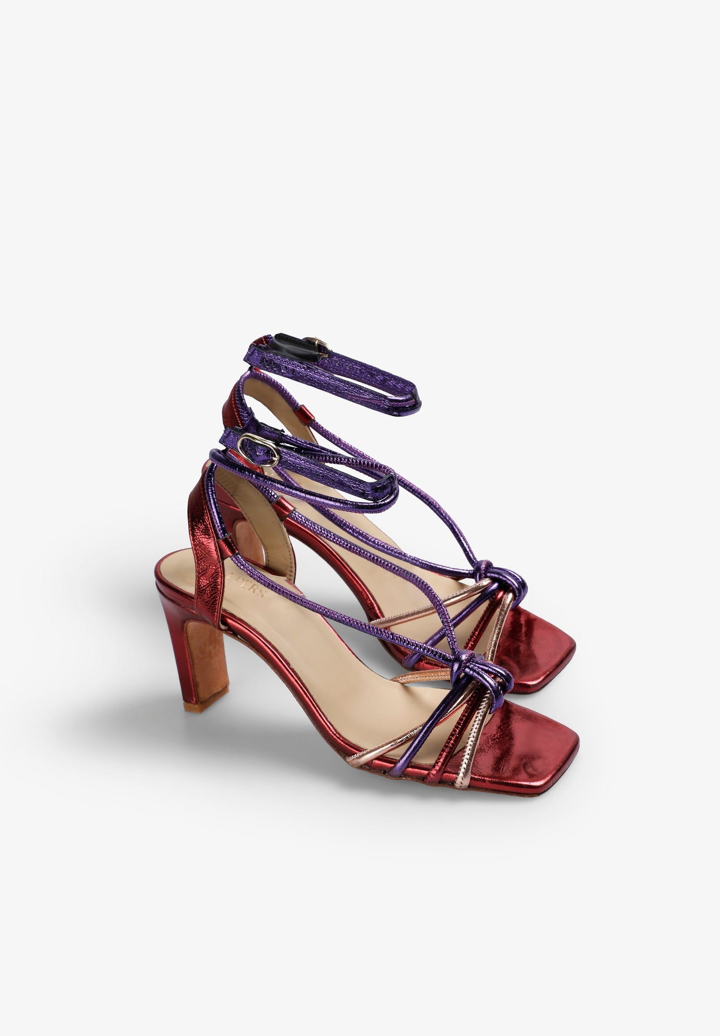 MULTICOLOURED KNOT HEELED SANDALS