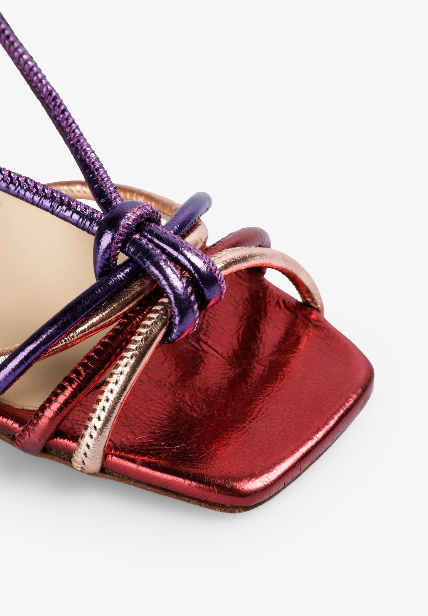 MULTICOLOURED KNOT HEELED SANDALS