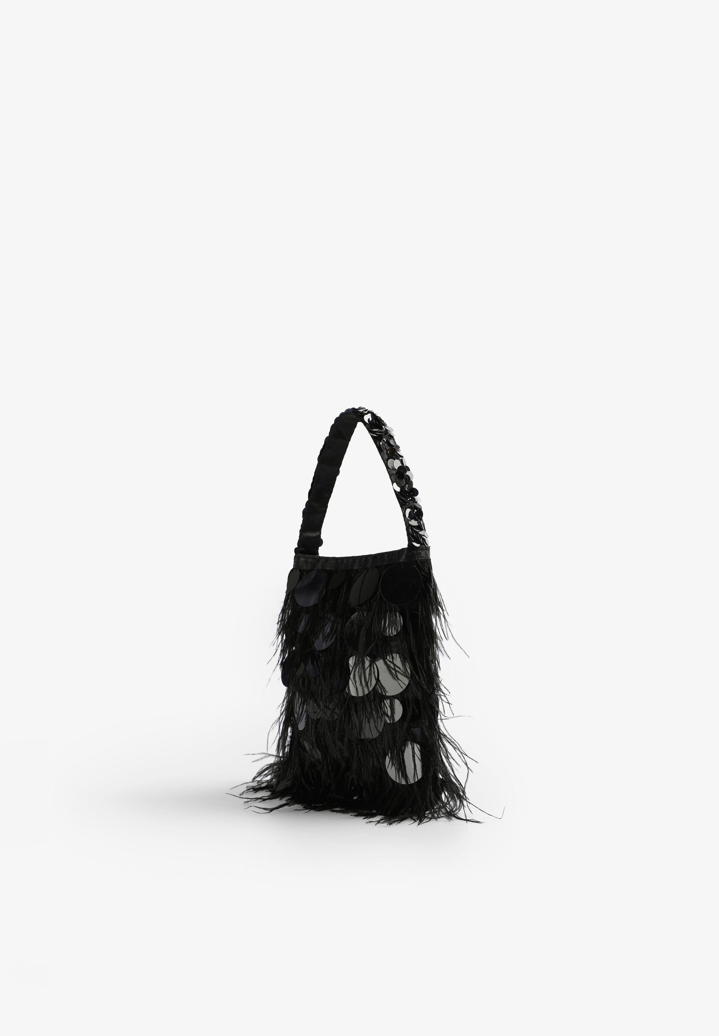 BAG WITH FEATHERS AND SEQUINS