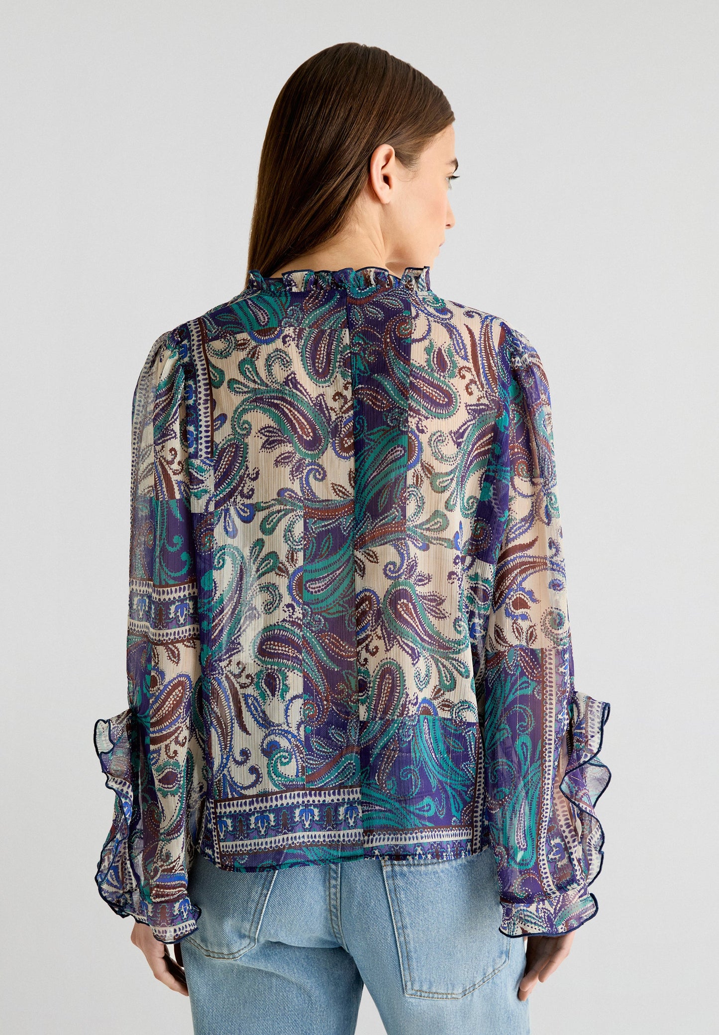 SEMITRANSPARANTE BLOUSE PAISLEY