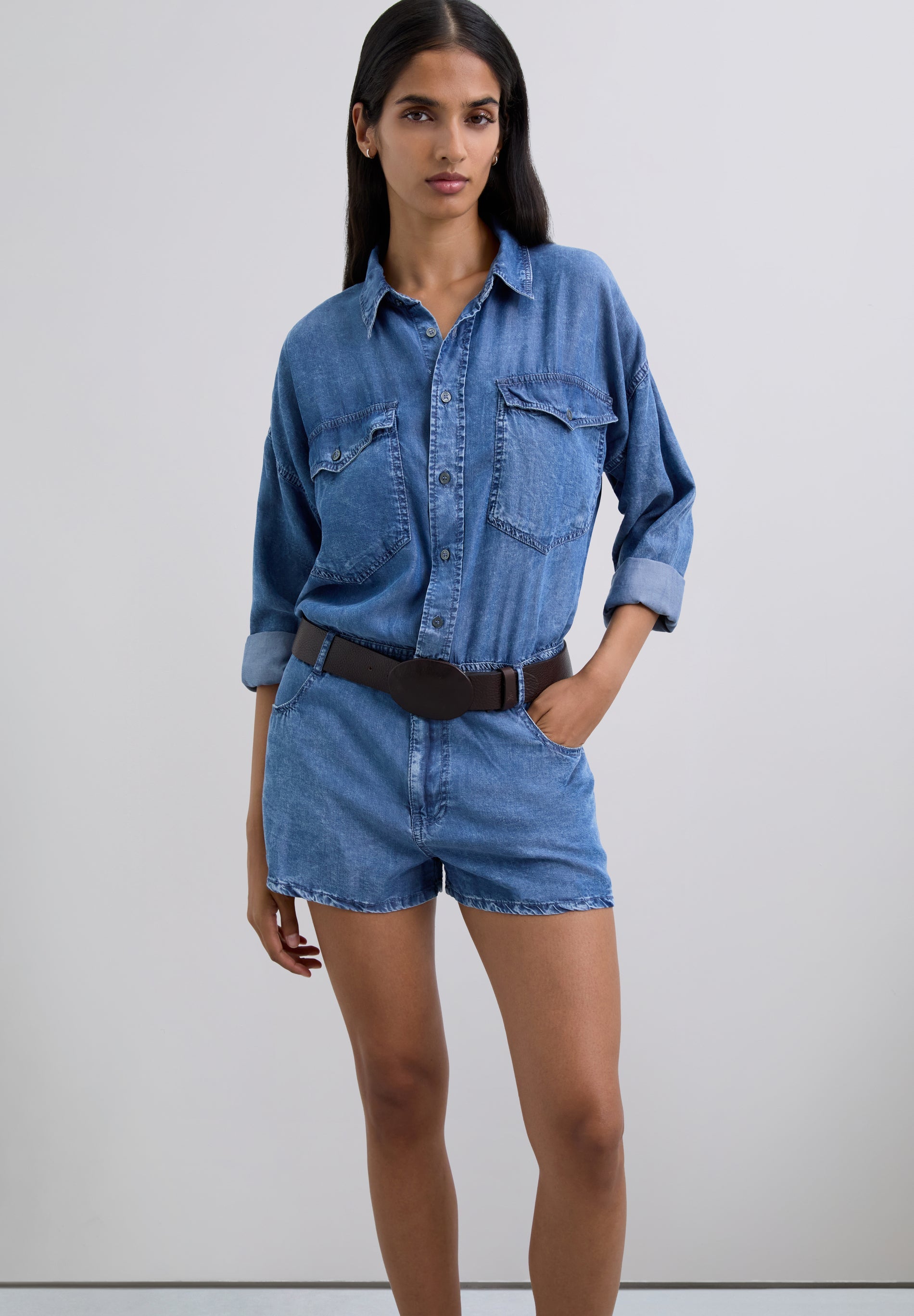DENIM EFFECT PLAYSUIT