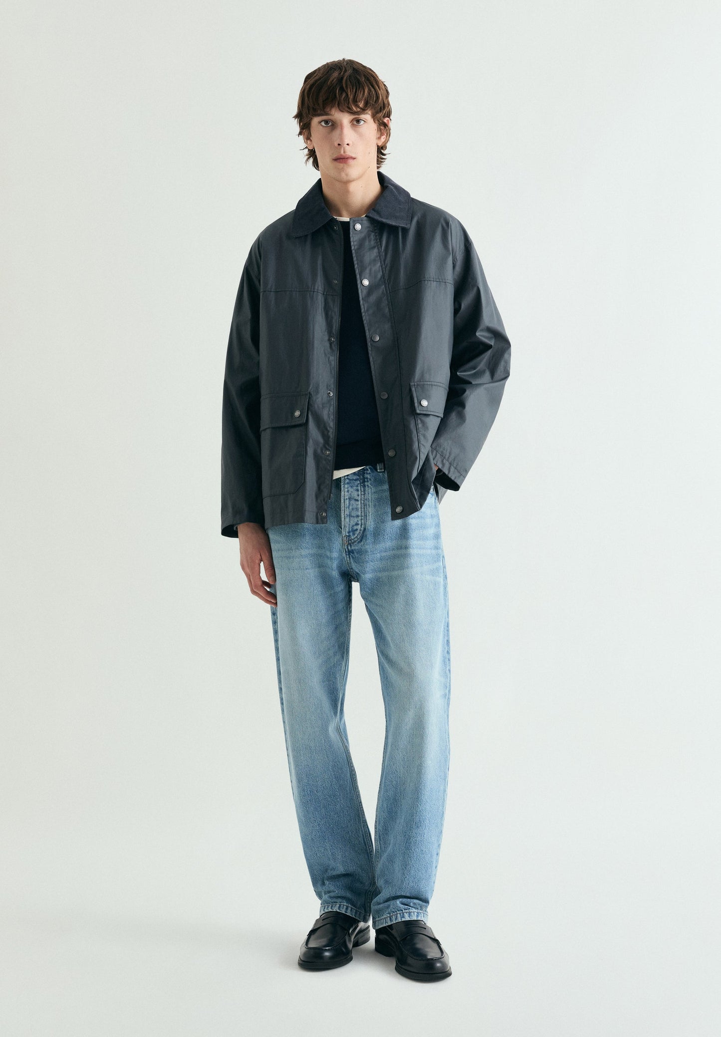 WAXED JACKET WITH SNAP BUTTONS