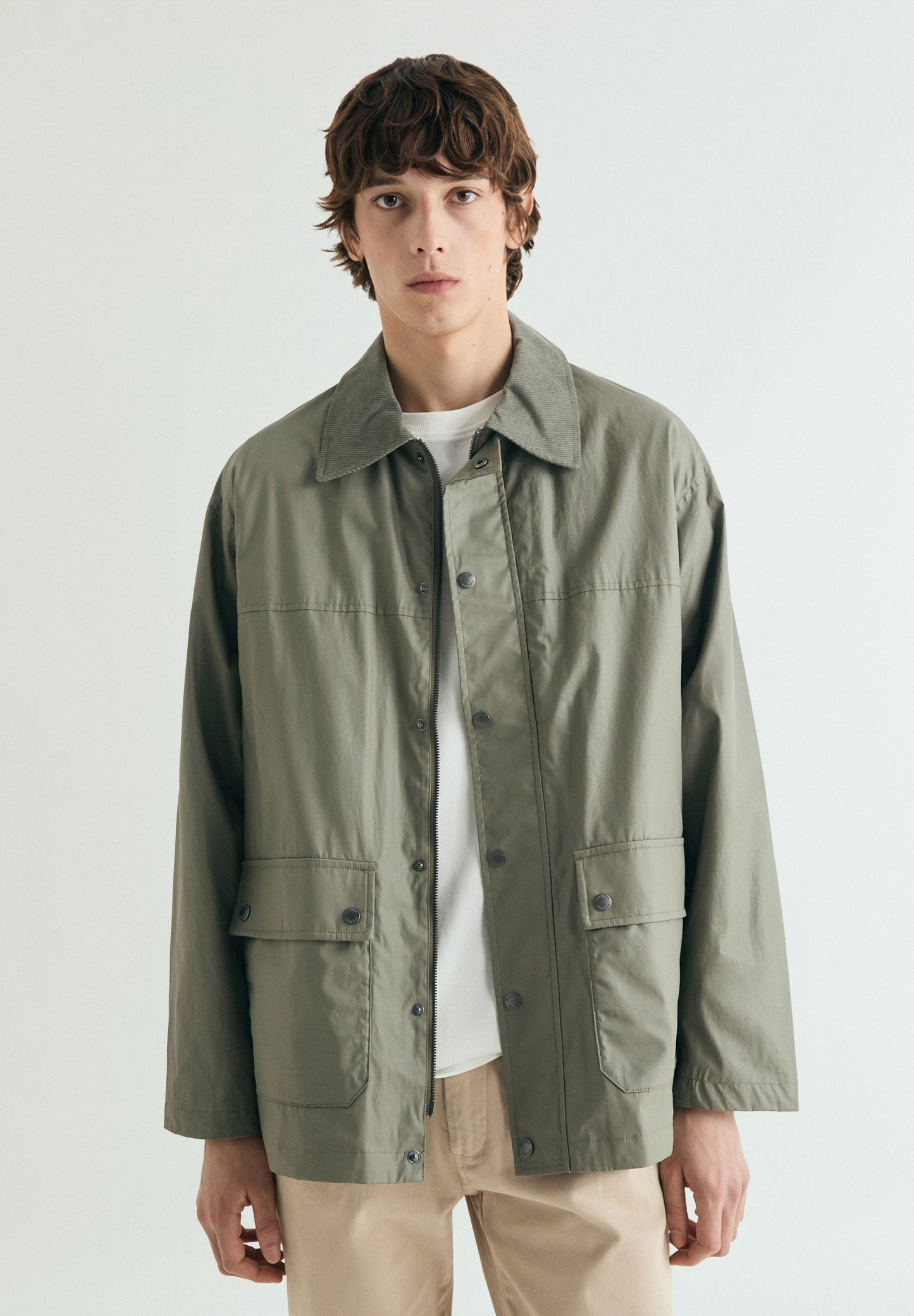 WAXED JACKET WITH SNAP BUTTONS
