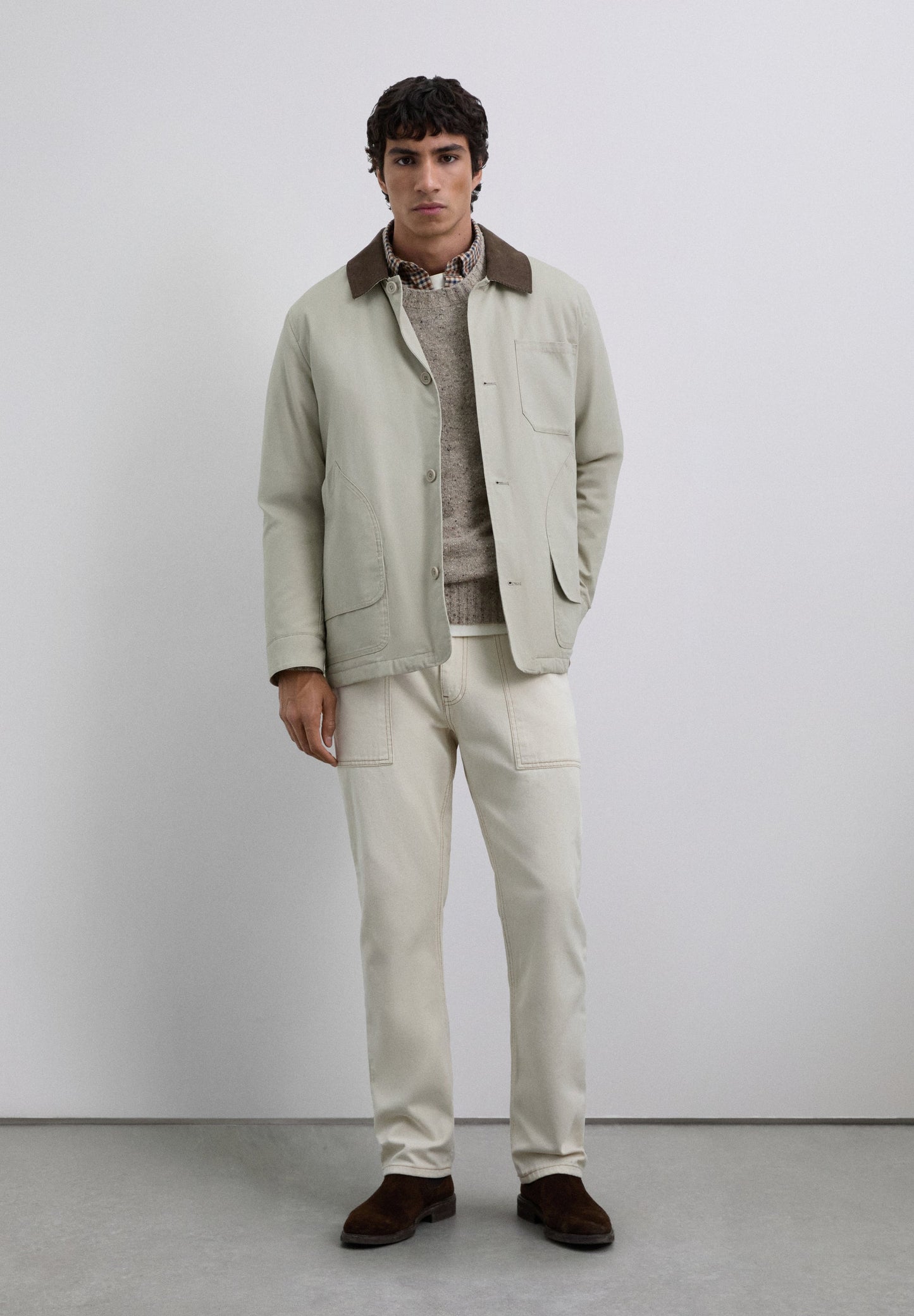 CONTRAST JACKET WITH CORDUROY COLLAR
