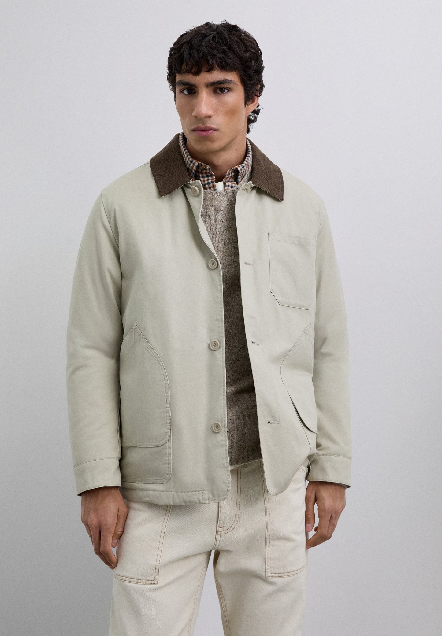 CONTRAST JACKET WITH CORDUROY COLLAR